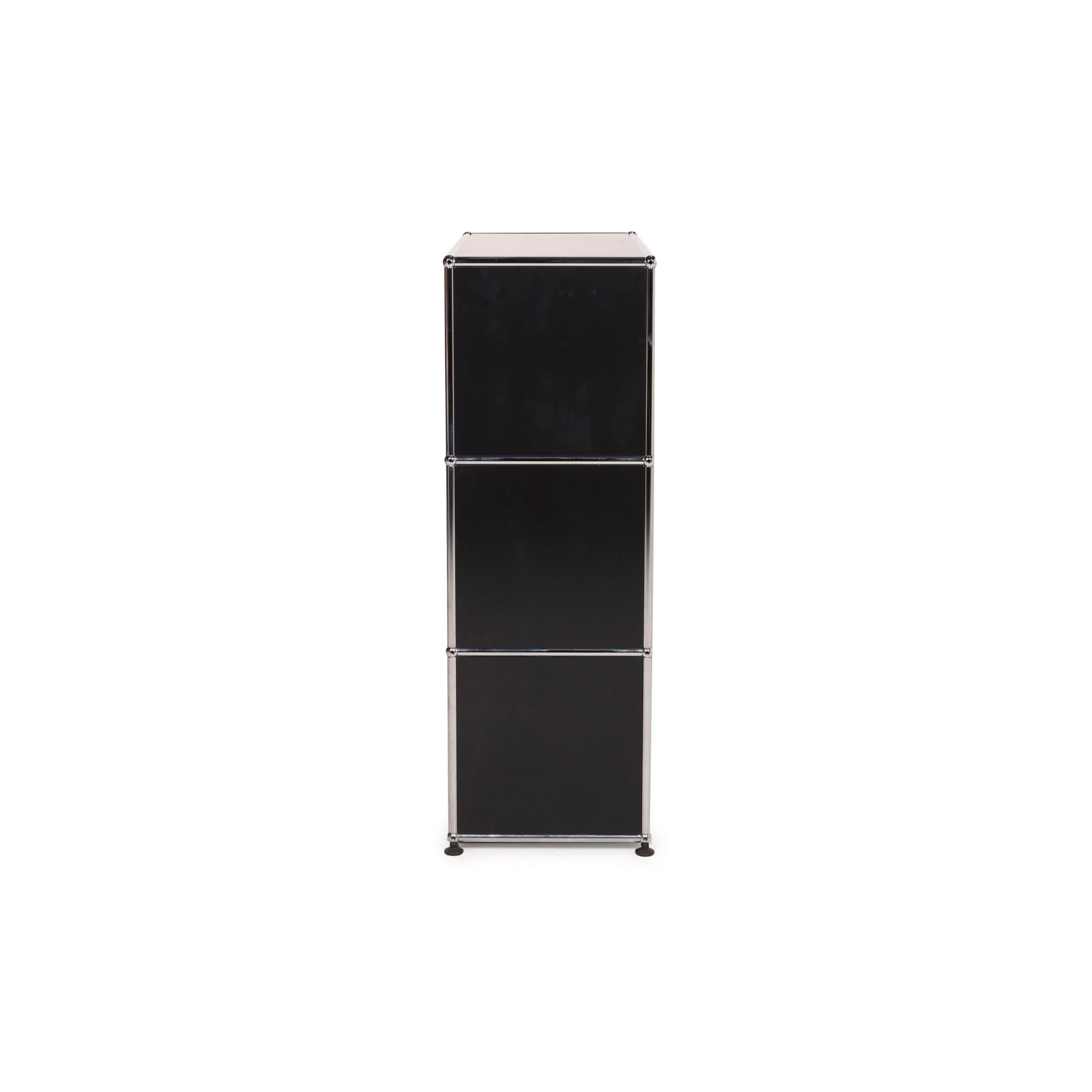 USM Haller Metal Sideboard Black 1x3 Shelf Compartment Office In Good Condition In Cologne, DE