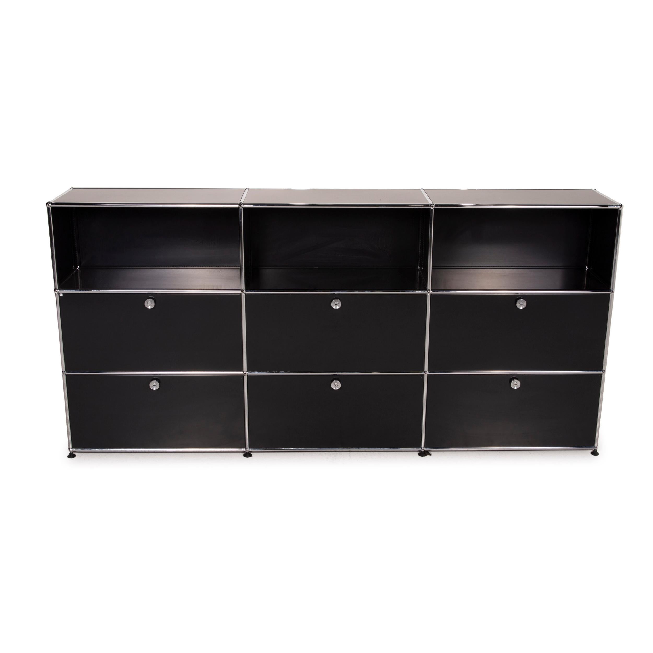 USM Haller Metal Sideboard Black Highboard Drawer Shelf Compartment Office 4