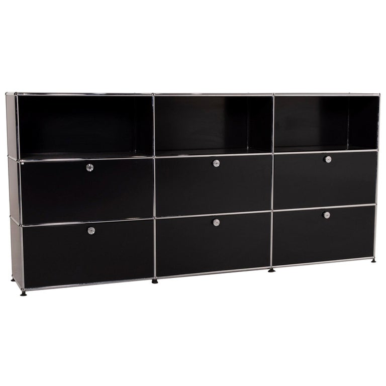 USM Haller Metal Sideboard Black Highboard Drawer Shelf Compartment Office  at 1stDibs