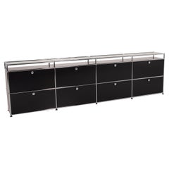 USM Haller Metal Sideboard Black Highboard Glass Shelf Compartments Office