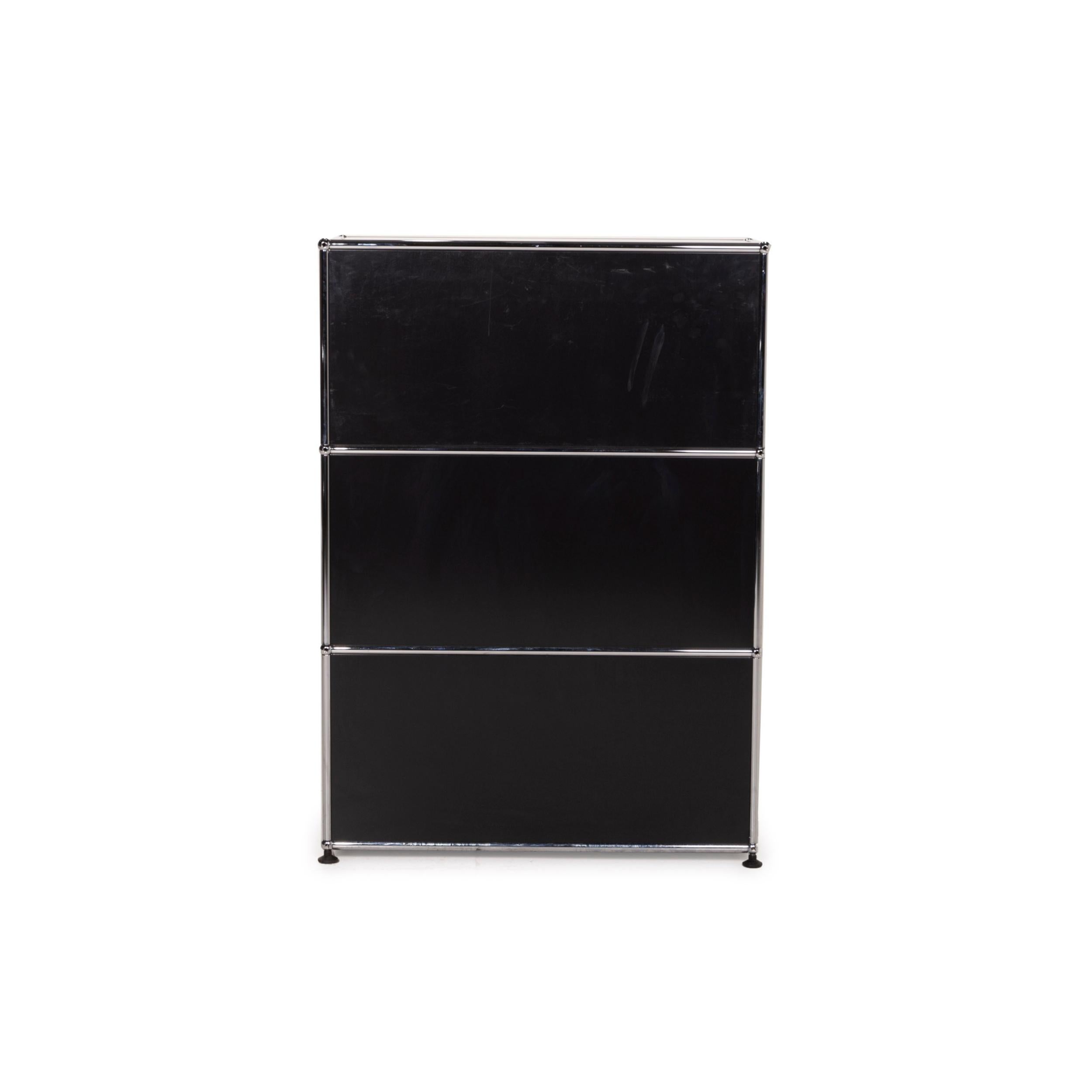 USM Haller Metal Sideboard Black Highboard Shelf 1x3 Compartments Office 4