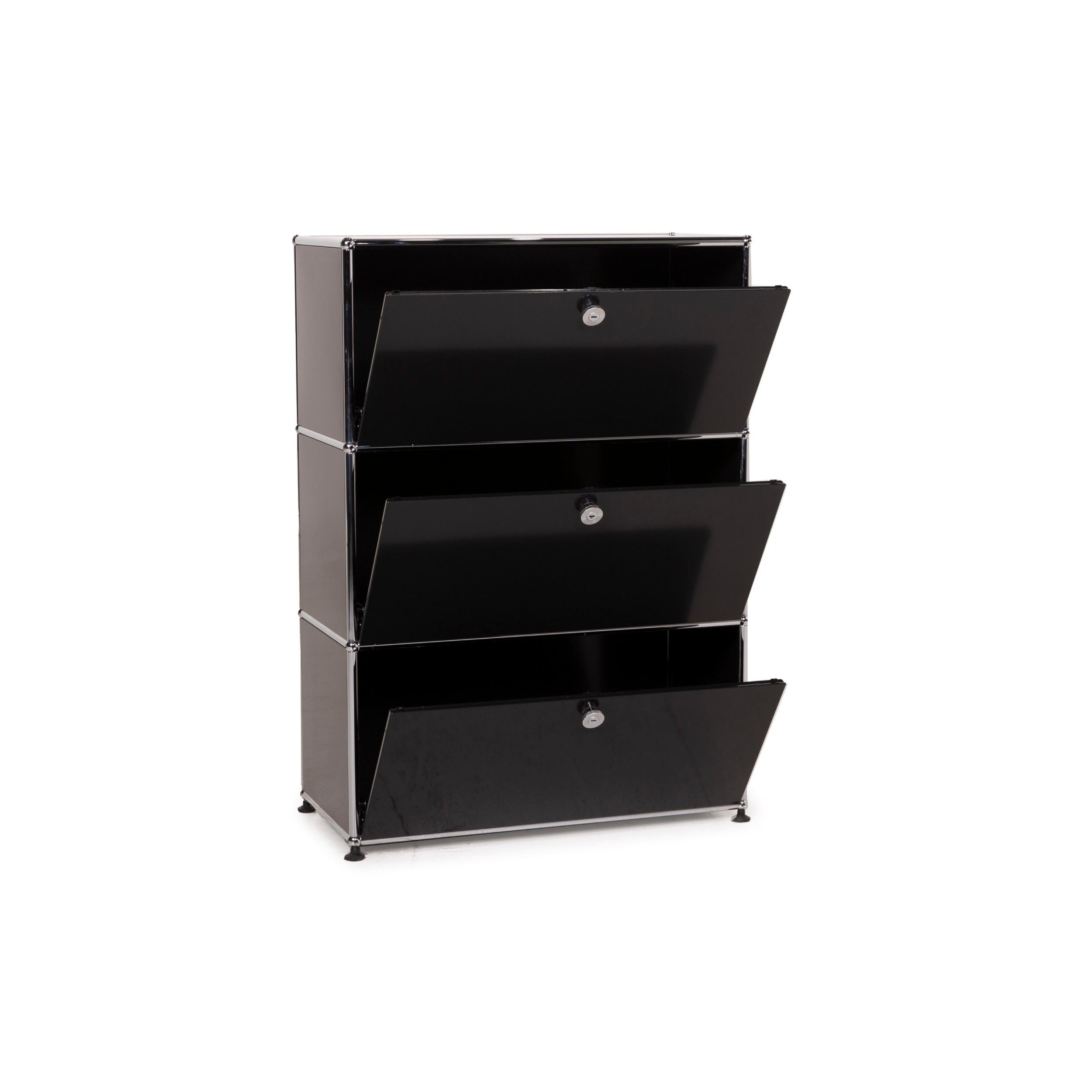 Contemporary USM Haller Metal Sideboard Black Highboard Shelf 1x3 Compartments Office
