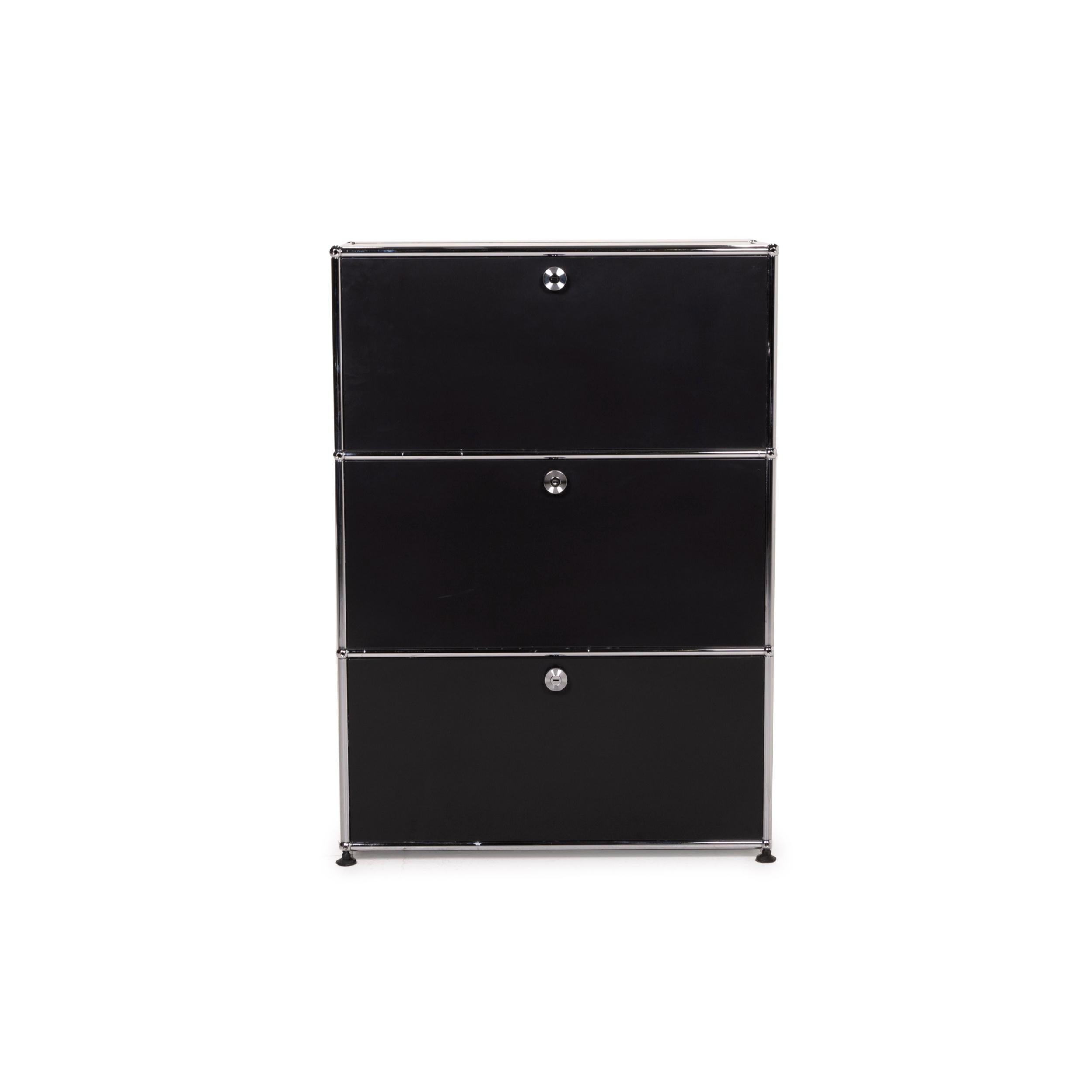 USM Haller Metal Sideboard Black Highboard Shelf 1x3 Compartments Office 1