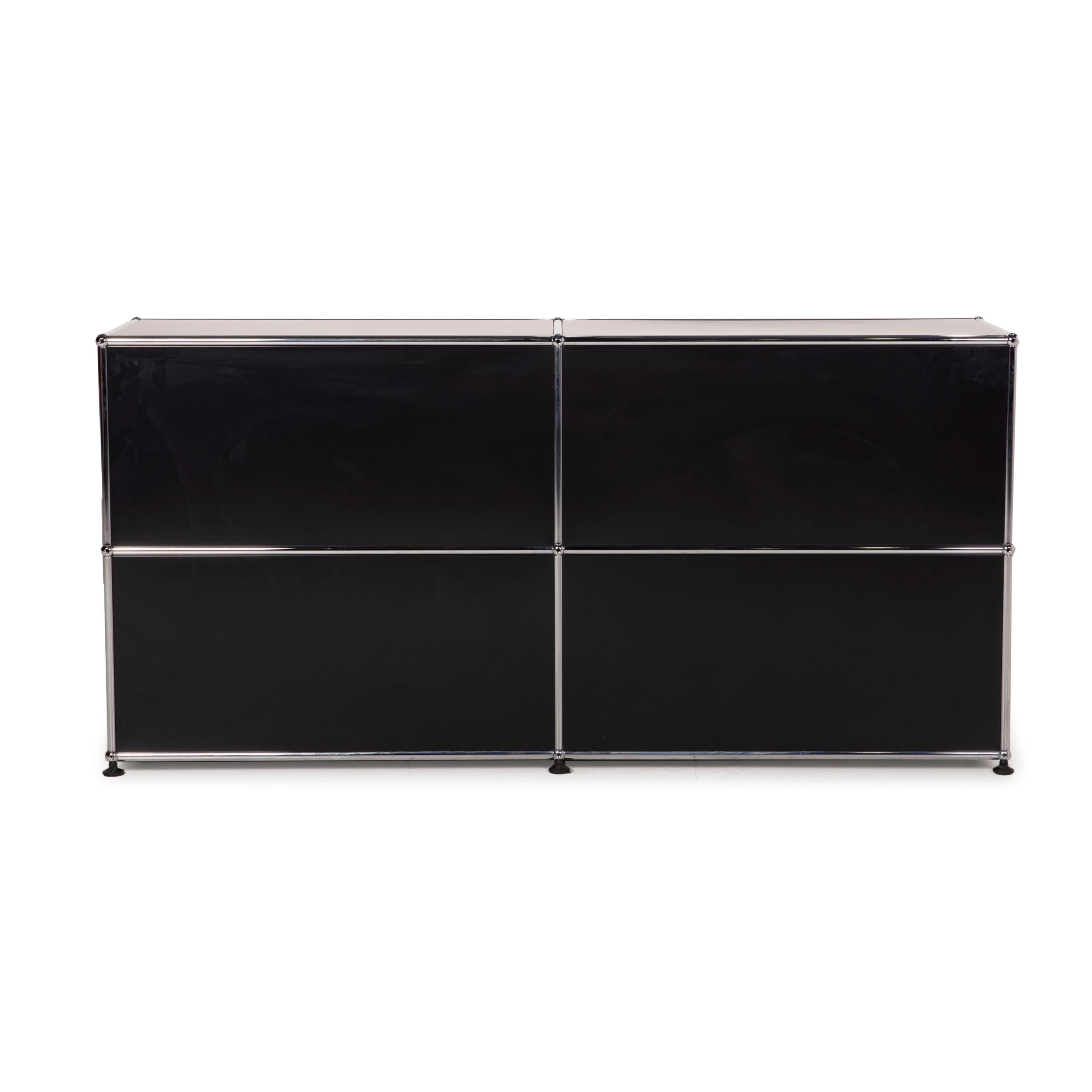 USM Haller Metal Sideboard Black Highboard Shelf Compartments Office 4