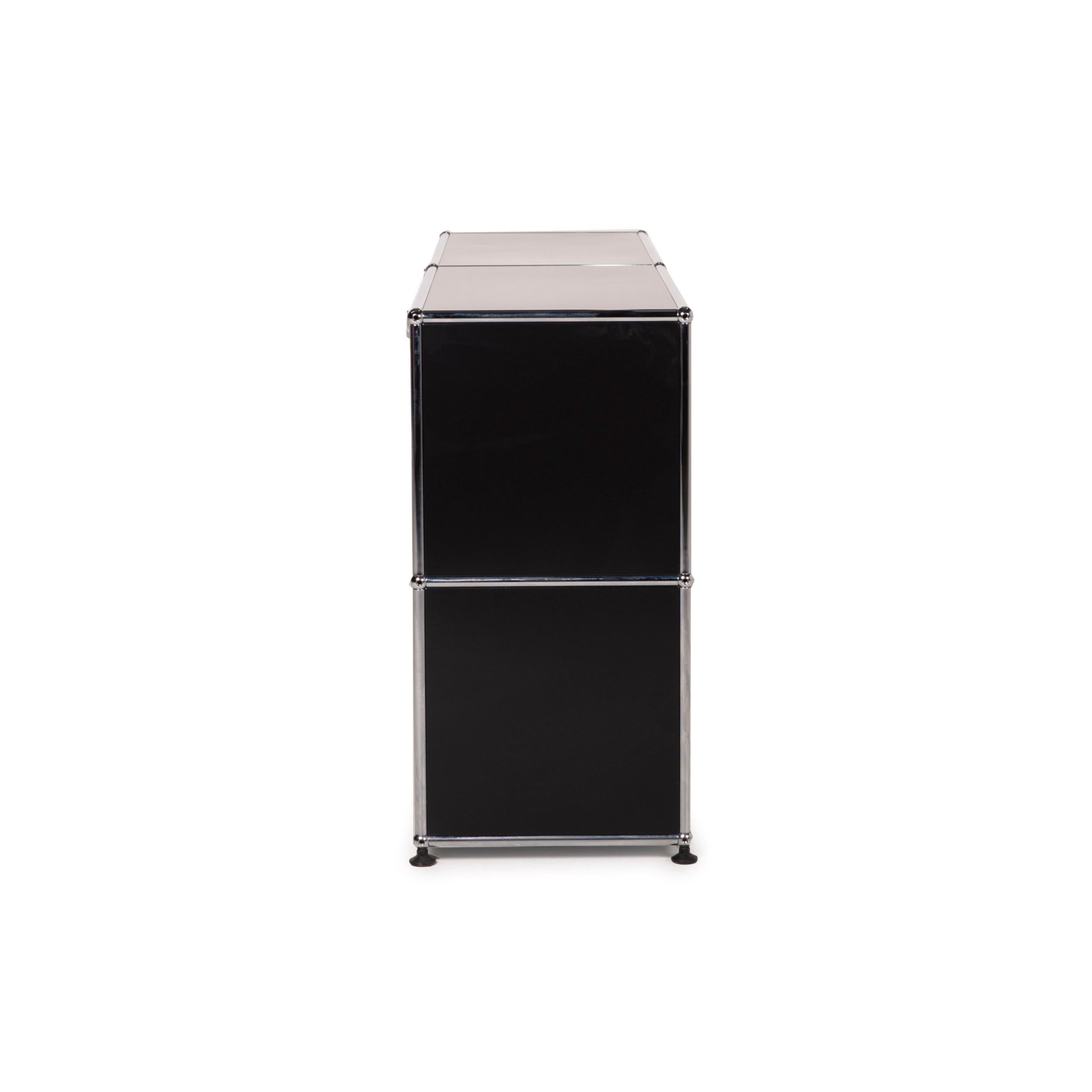 USM Haller Metal Sideboard Black Highboard Shelf Compartments Office 5