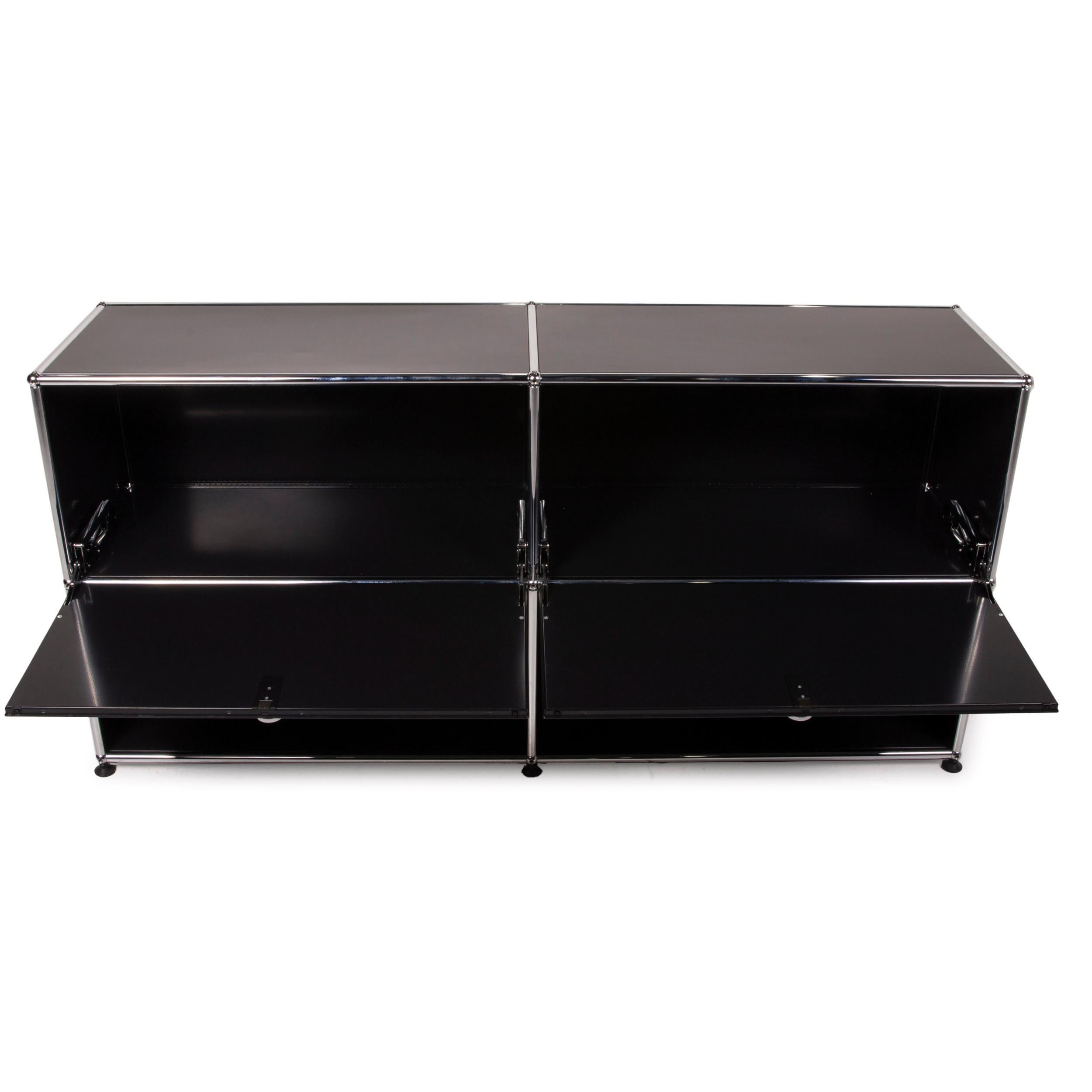 Modern USM Haller Metal Sideboard Black Highboard Shelf Compartments Office
