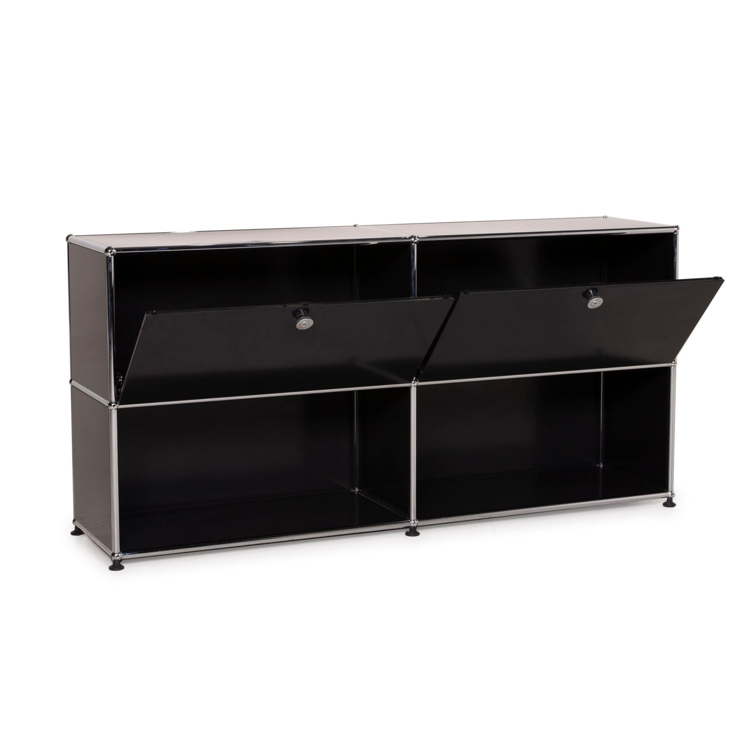 USM Haller Metal Sideboard Black Highboard Shelf Compartments Office 1