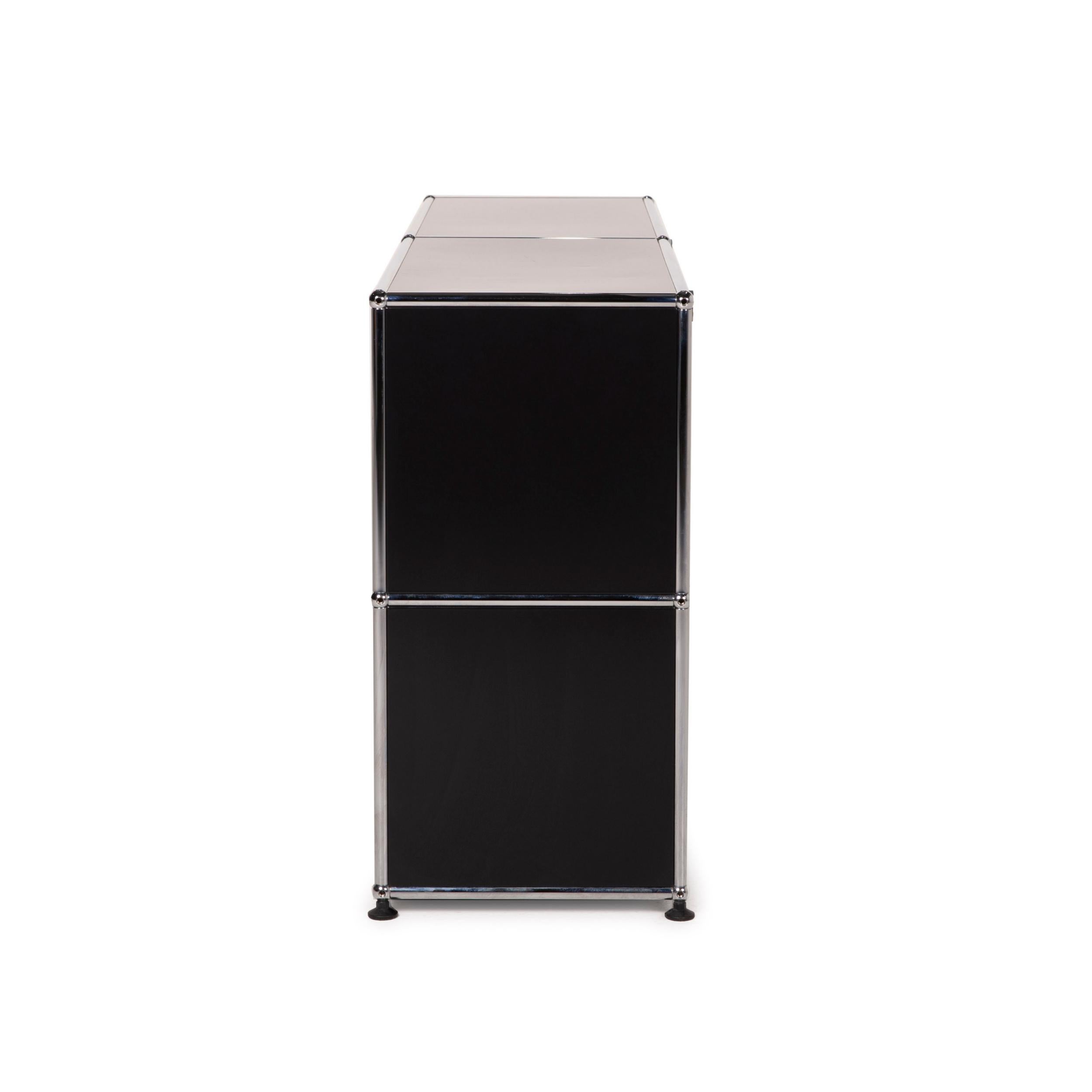 USM Haller Metal Sideboard Black Highboard Shelf Compartments Office 2