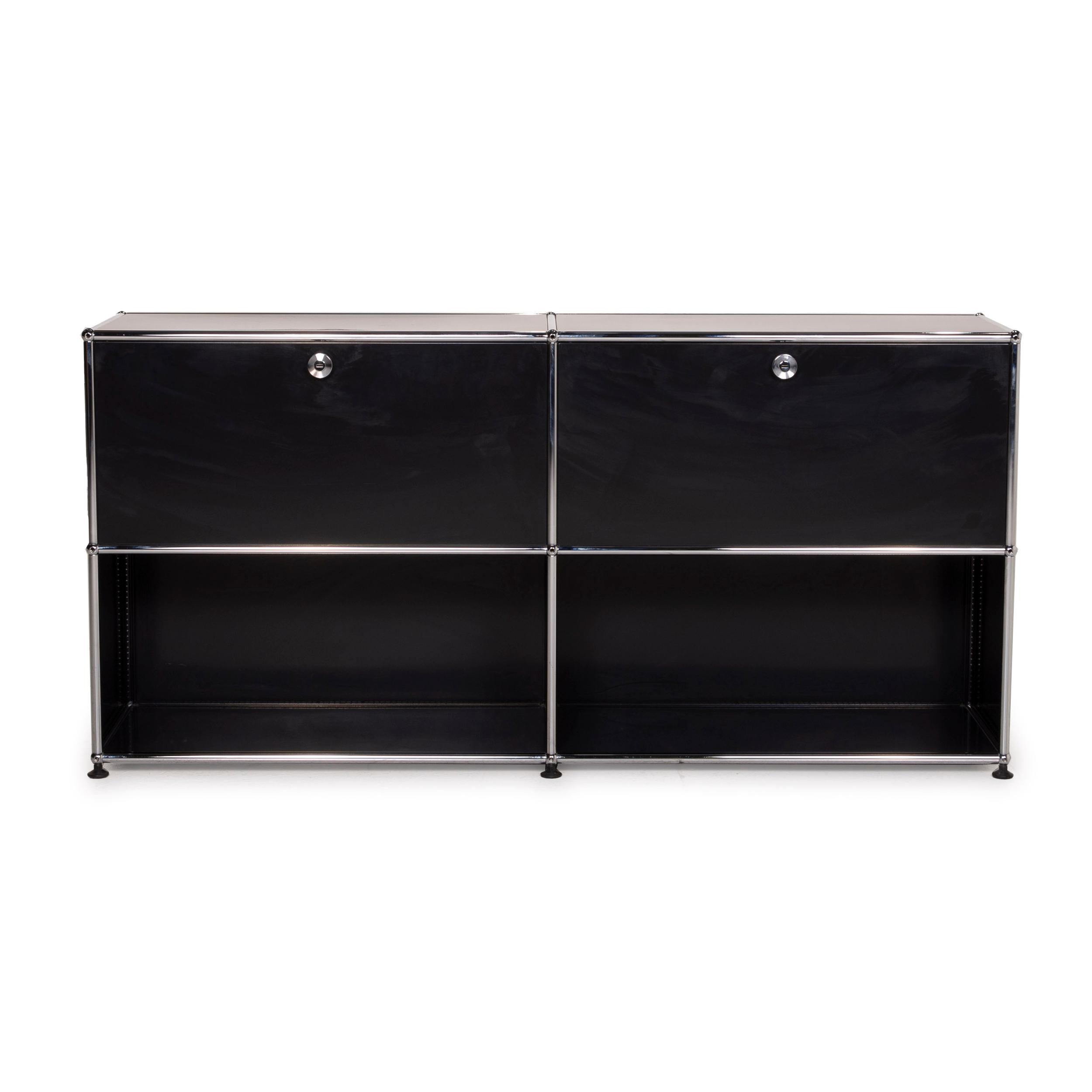 USM Haller Metal Sideboard Black Highboard Shelf Compartments Office 3