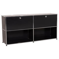 Used USM Haller Metal Sideboard Black Highboard Shelf Compartments Office