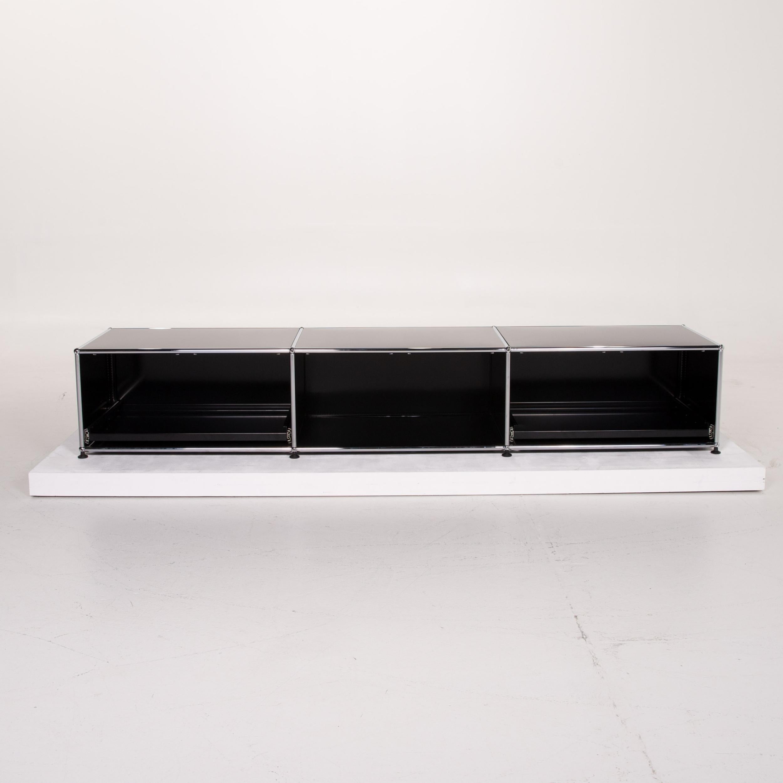 USM Haller Metal Sideboard Black Office Furniture Shelf Lowboard Modular In Good Condition In Cologne, DE