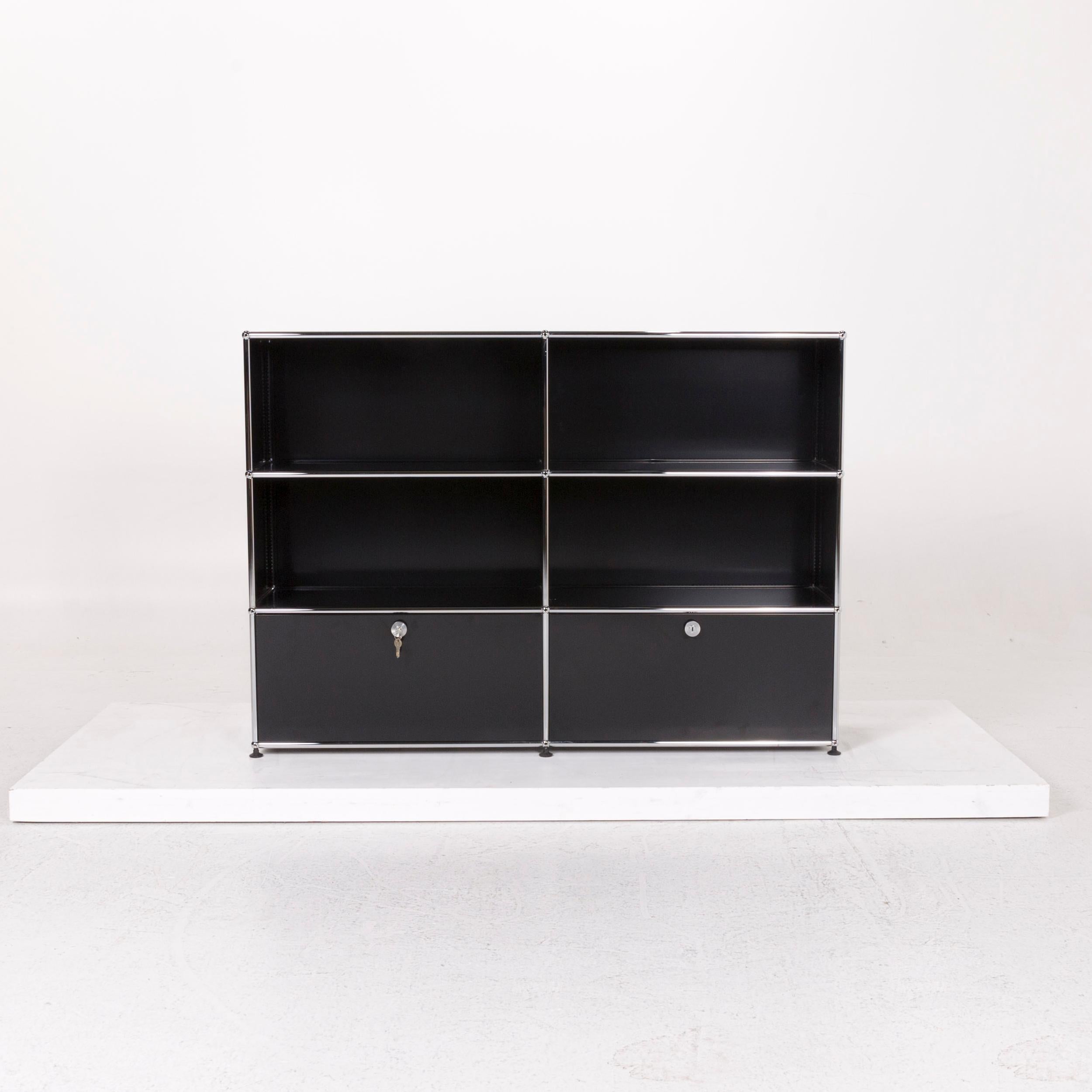 Contemporary USM Haller Metal Sideboard Black Shelf Office