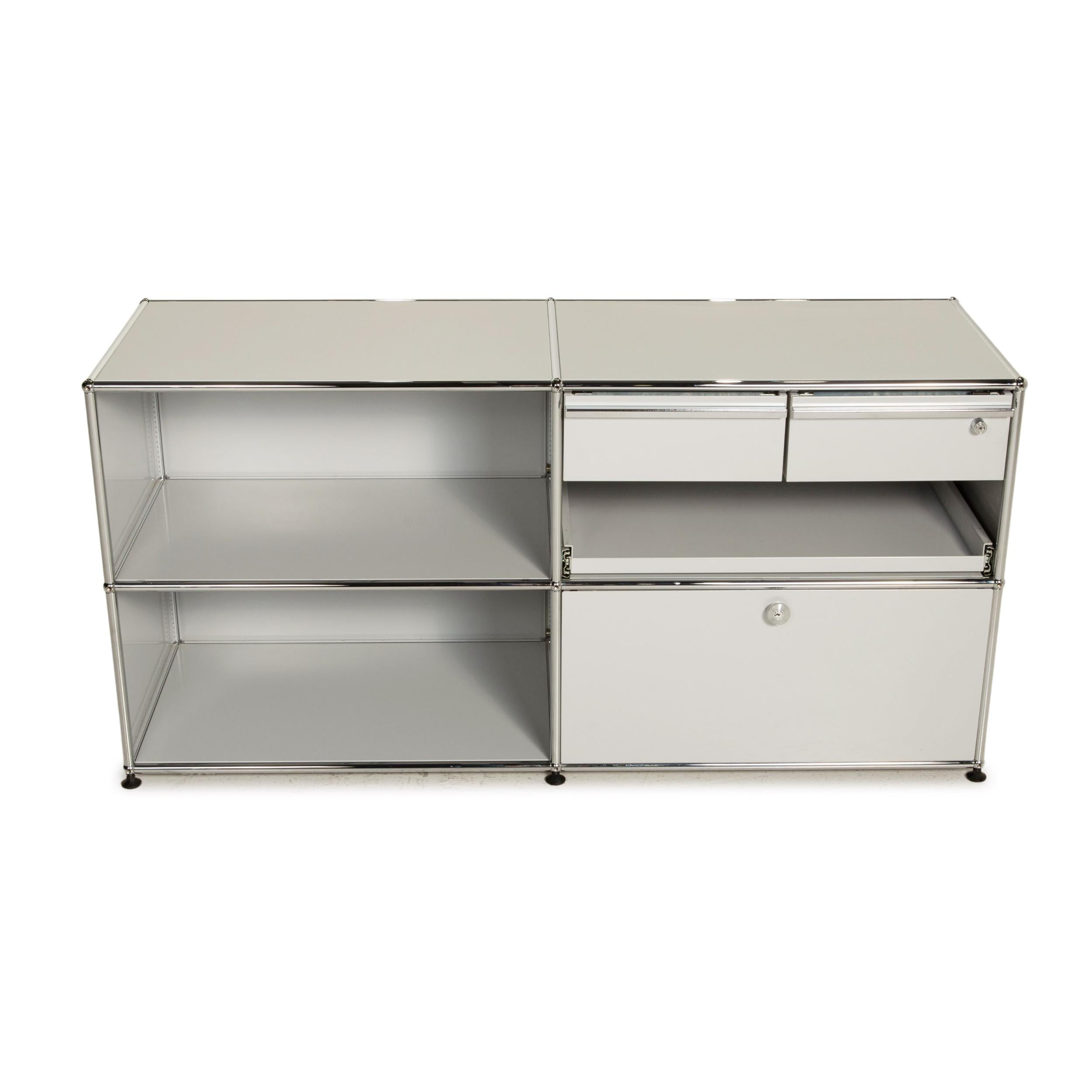 Usm Haller Metal Sideboard Gray Light Gray 2x2 Incl. Drawer Shelf Office For Sale 2