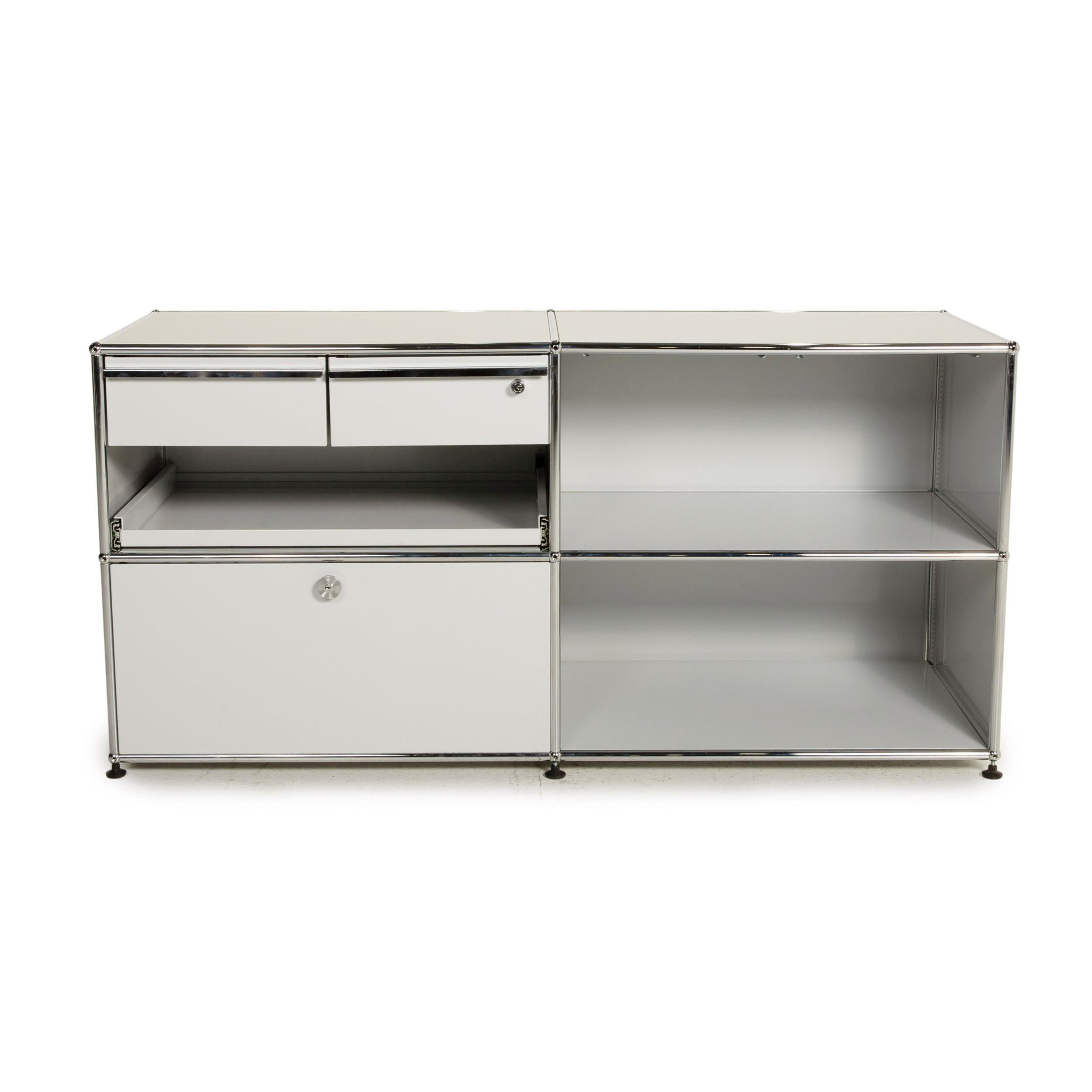 Usm Haller Metal Sideboard Gray Light Gray 2x2 Incl. Drawer Shelf Office For Sale 4