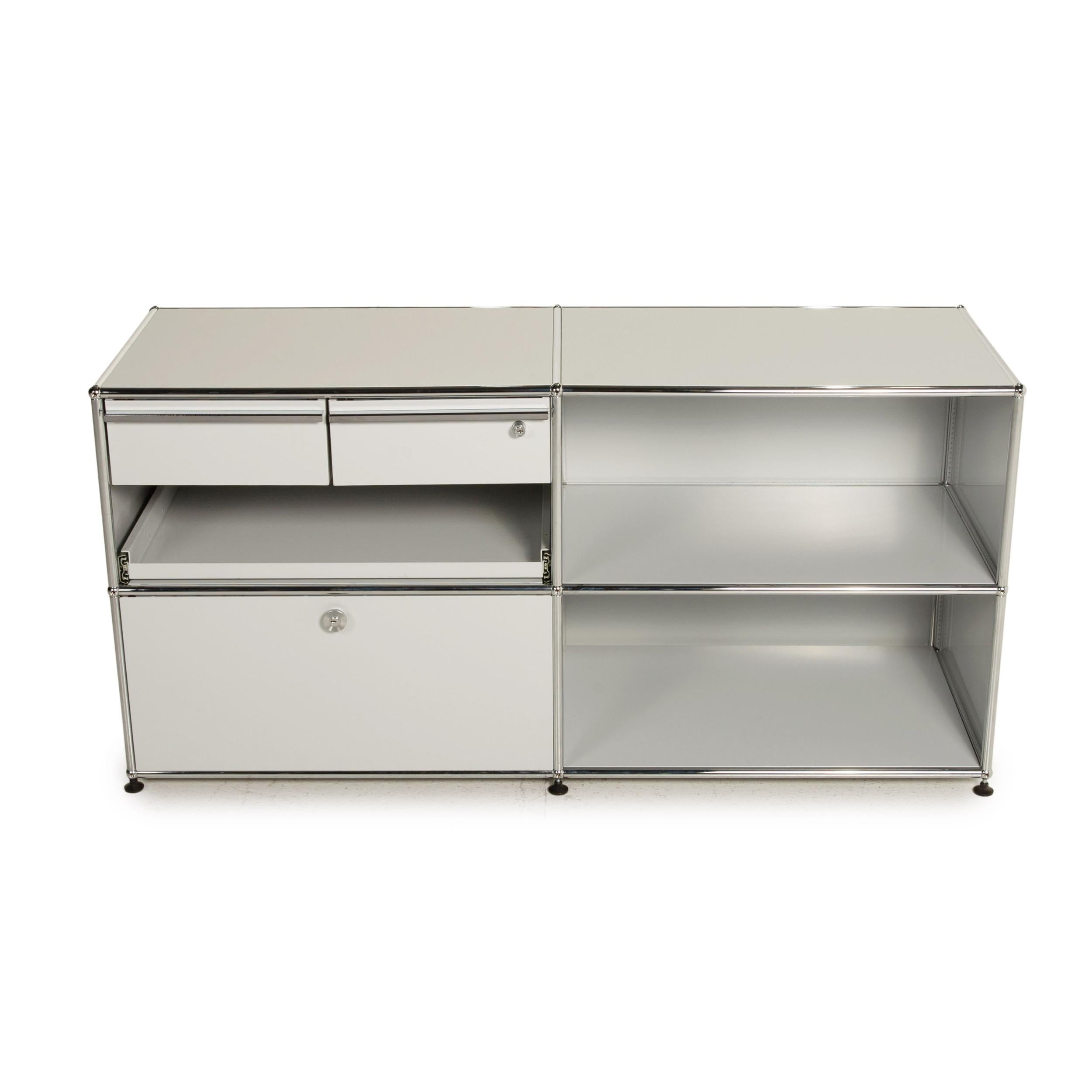 Usm Haller Metal Sideboard Gray Light Gray 2x2 Incl. Drawer Shelf Office For Sale 6