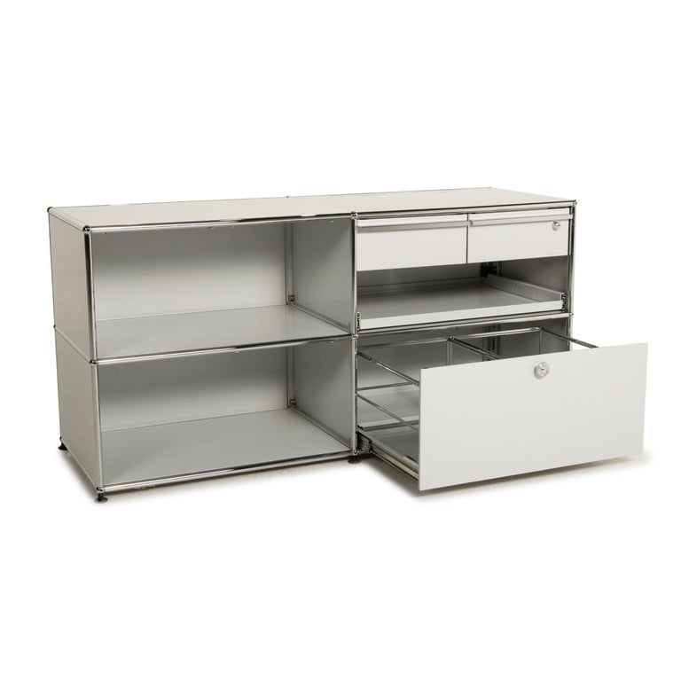 Usm Haller Metal Sideboard Grey Light Grey 2x2 Incl. Drawer Shelf Office  For Sale at 1stDibs