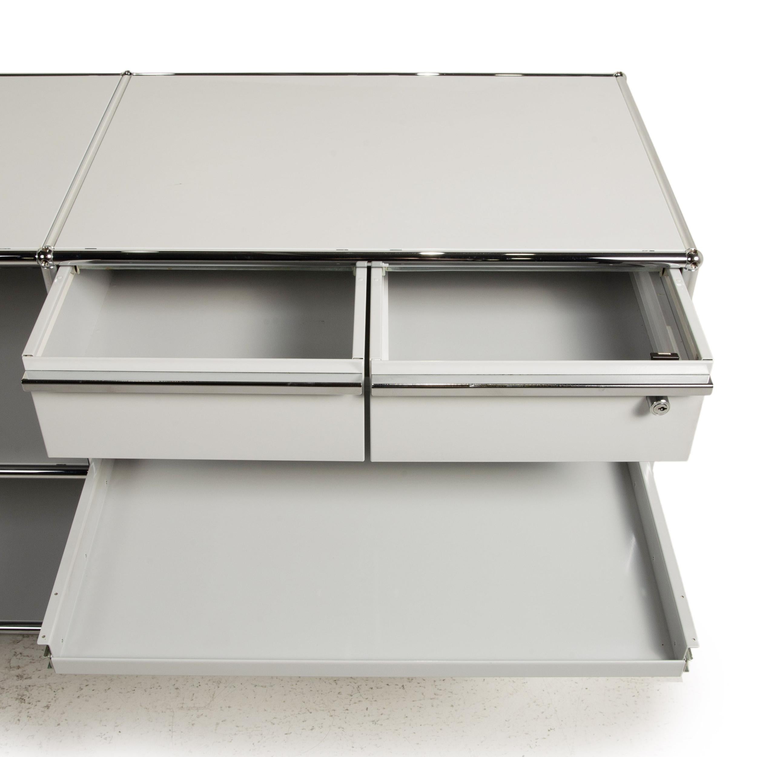 Modern Usm Haller Metal Sideboard Gray Light Gray 2x2 Incl. Drawer Shelf Office For Sale