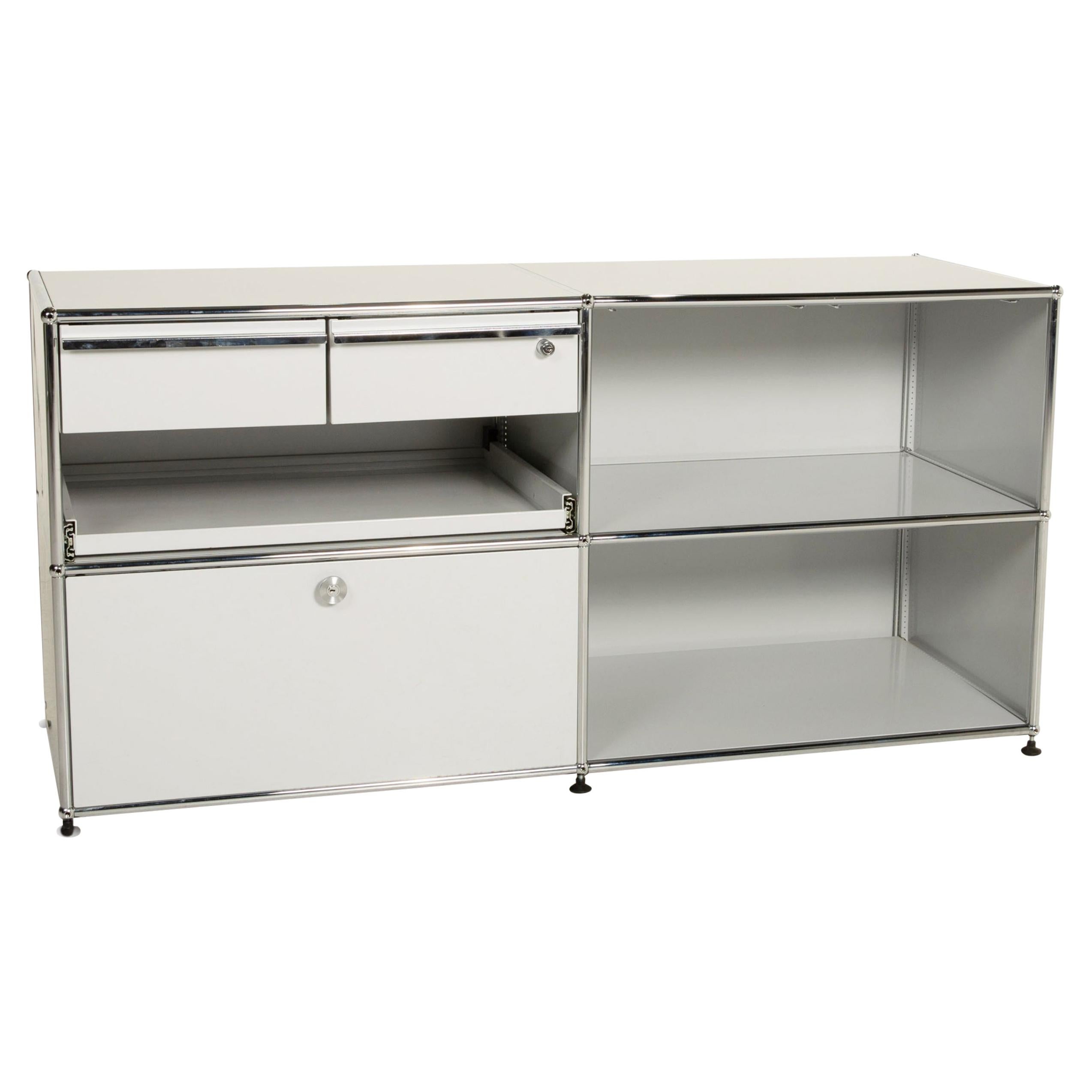 Usm Haller Metal Sideboard Gray Light Gray 2x2 Incl. Drawer Shelf Office For Sale
