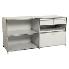 Used Usm Haller Metal Sideboard Gray Light Gray 2x2 Incl. Drawer Shelf Office