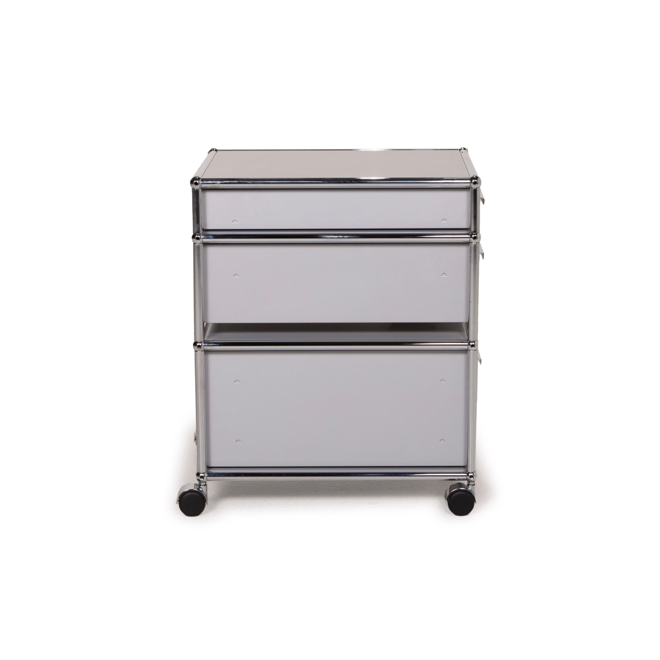 USM Haller Metal Sideboard Gray Roll Container Drawer Compartment Chrome Office 2