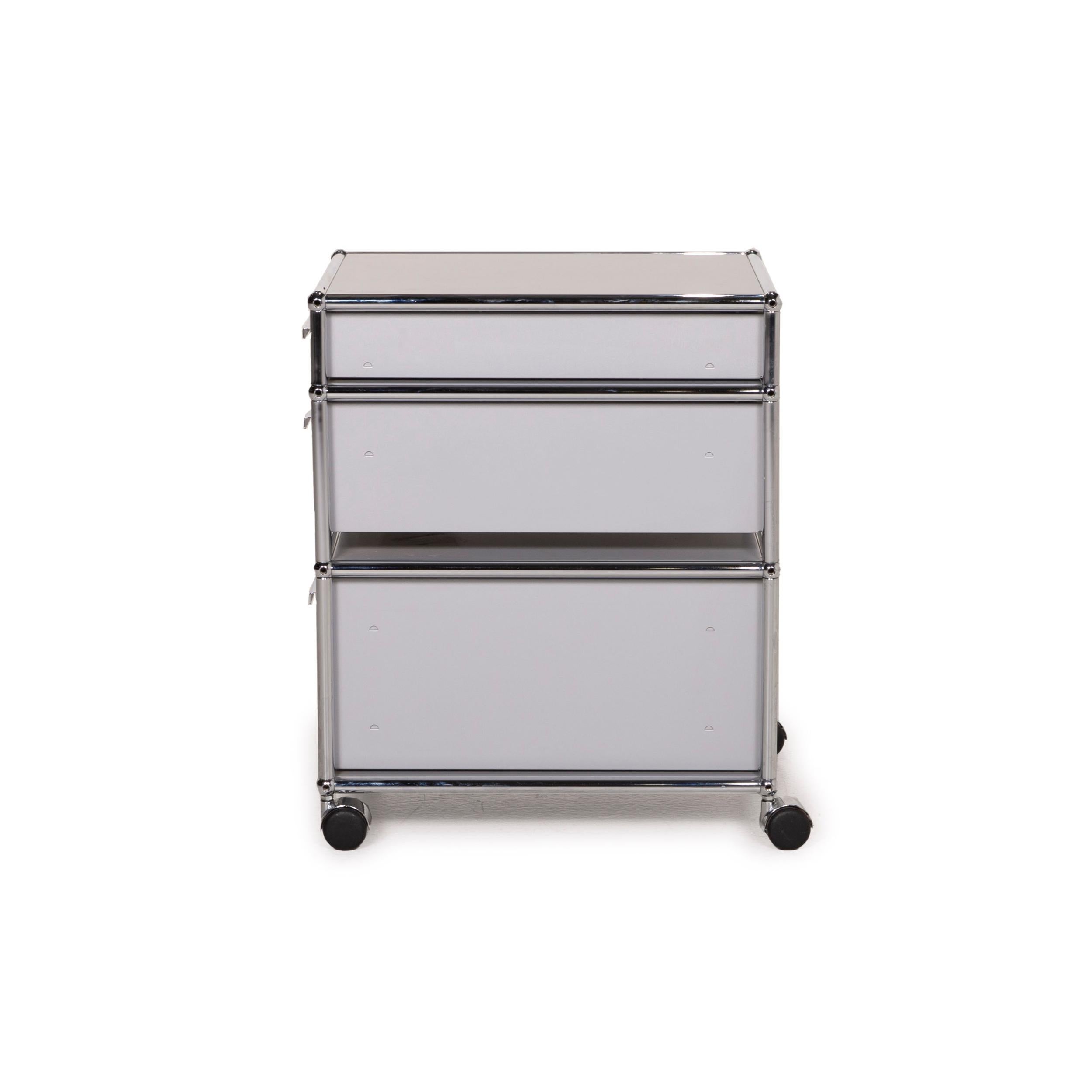 USM Haller Metal Sideboard Gray Roll Container Drawer Compartment Chrome Office 4