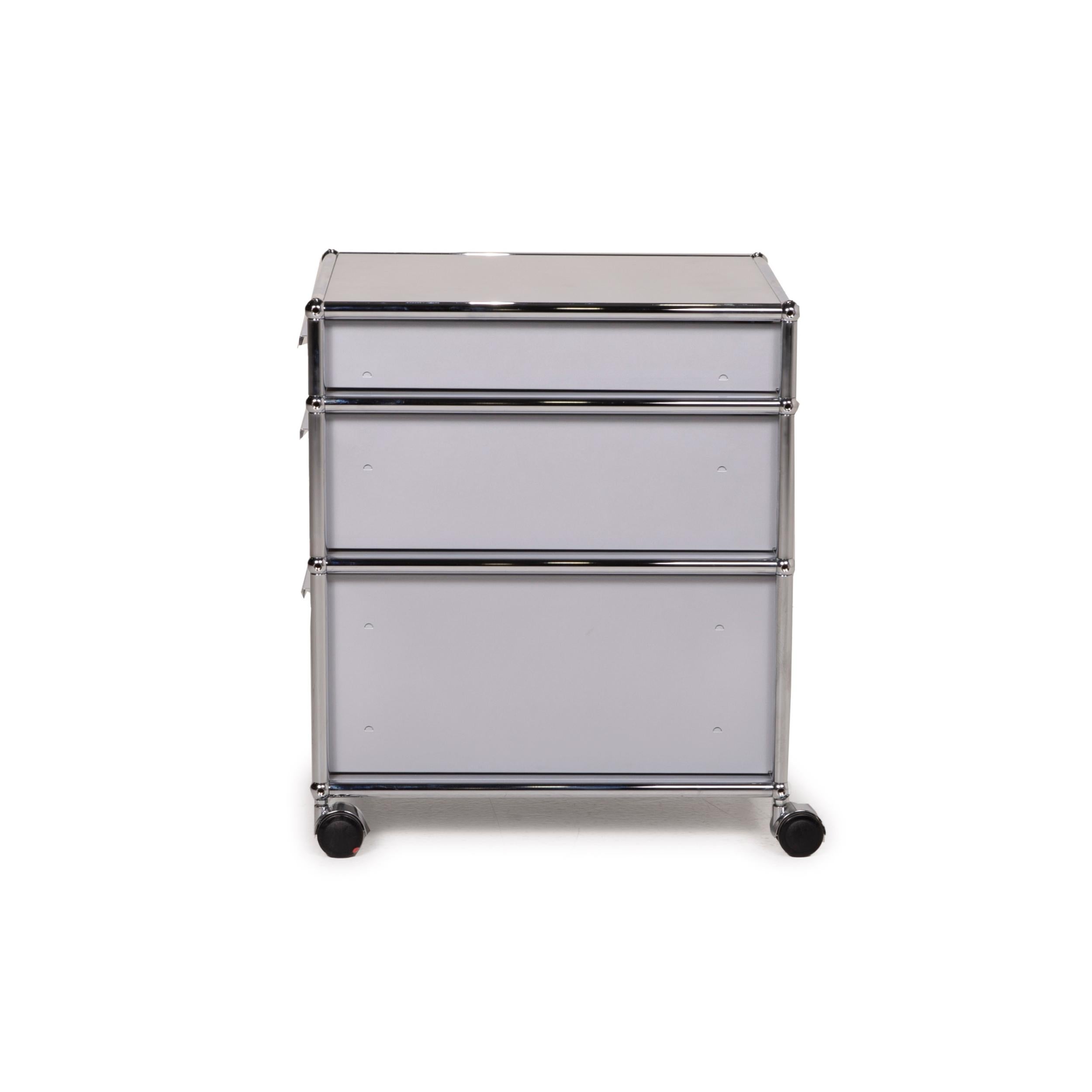 USM Haller Metal Sideboard Gray Roll Container Drawer Compartment Chrome Office 6