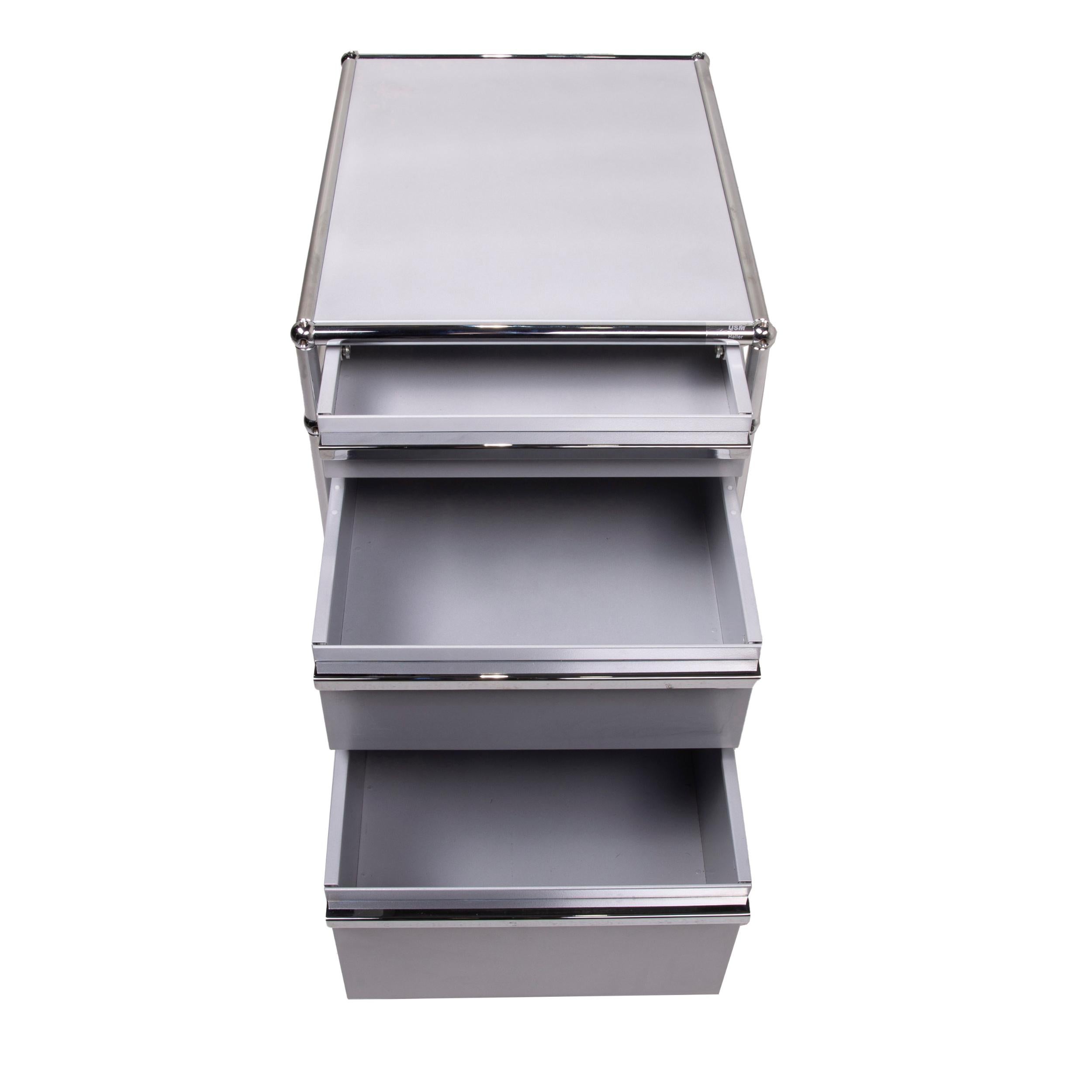 USM Haller Metal Sideboard Gray Roll Container Drawer Compartment Chrome Office 2