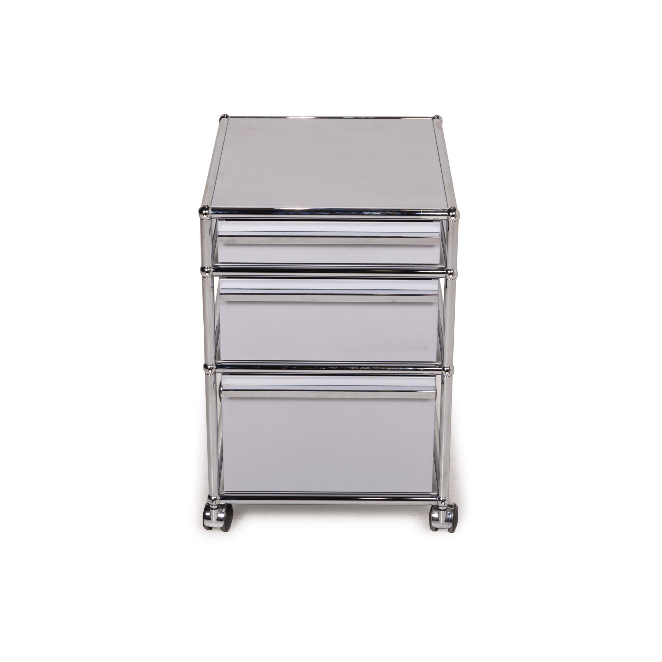 USM Haller Metal Sideboard Gray Roll Container Drawer Compartment Chrome Office 3