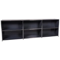 USM Haller Metal Sideboard Gray Shelf with Two Shelves Chrome