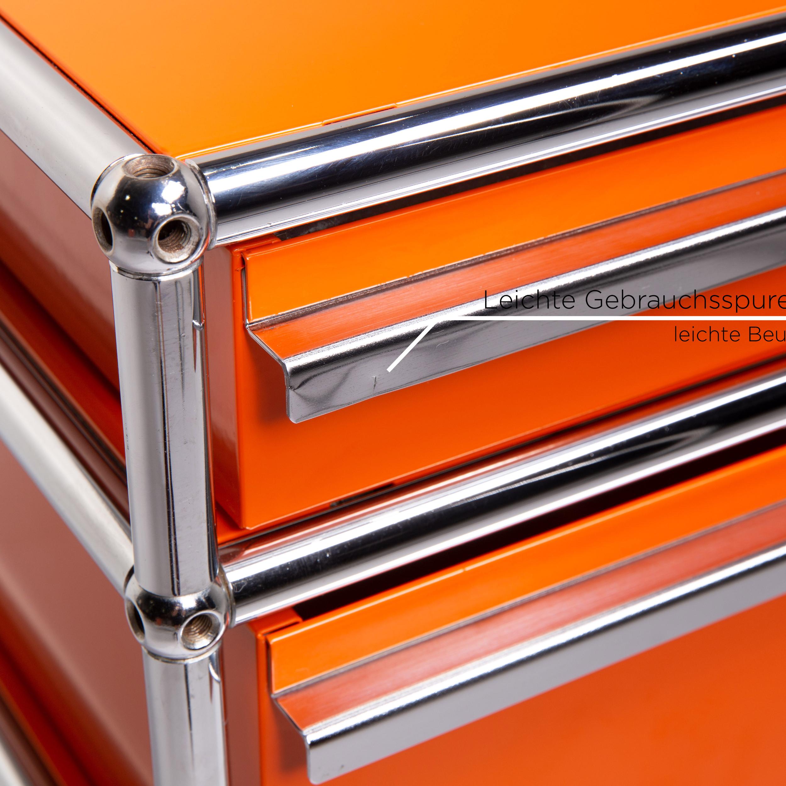 USM Haller Metal Sideboard Orange Container Chrome Office In Good Condition In Cologne, DE