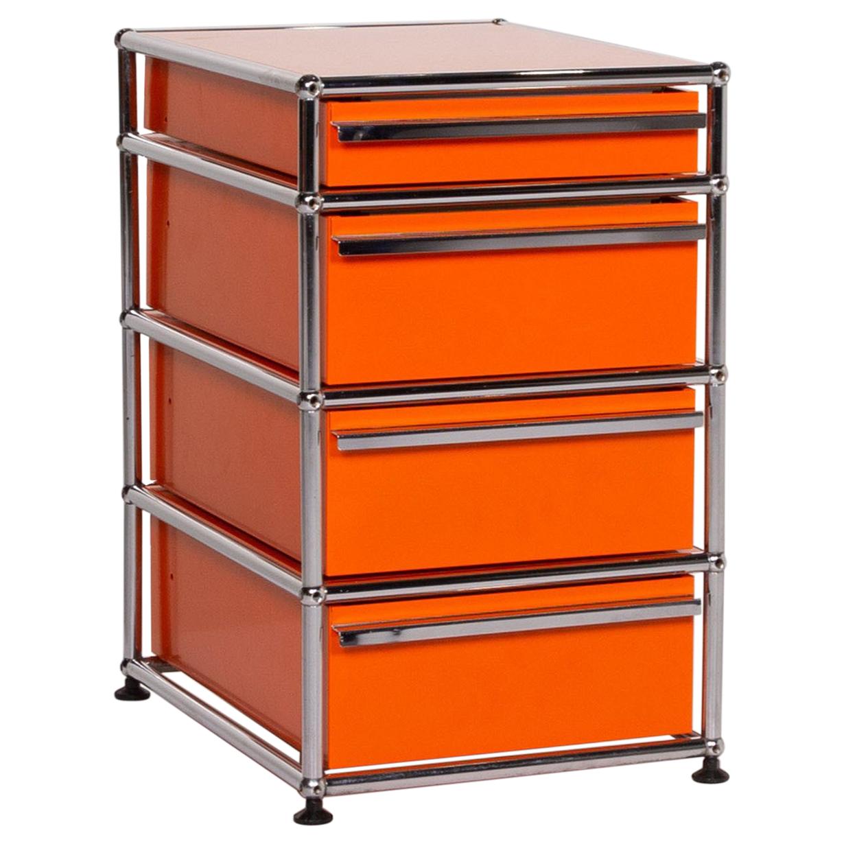 USM Haller Metal Sideboard Orange Container Chrome Office