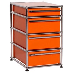 USM Haller Metal Sideboard Orange Container Chrome Office