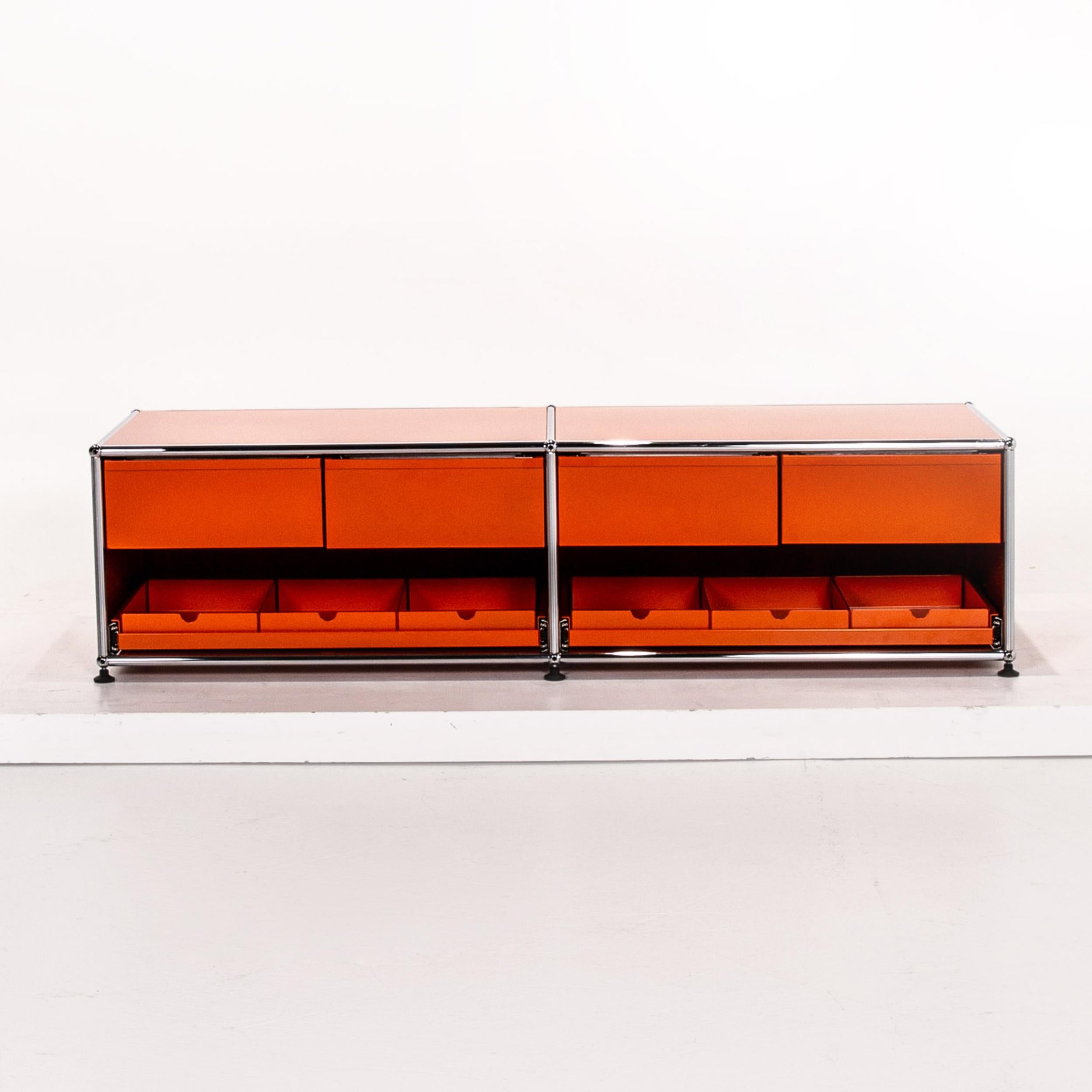 Contemporary USM Haller Metal Sideboard Orange Office Furniture Lowboard Modular
