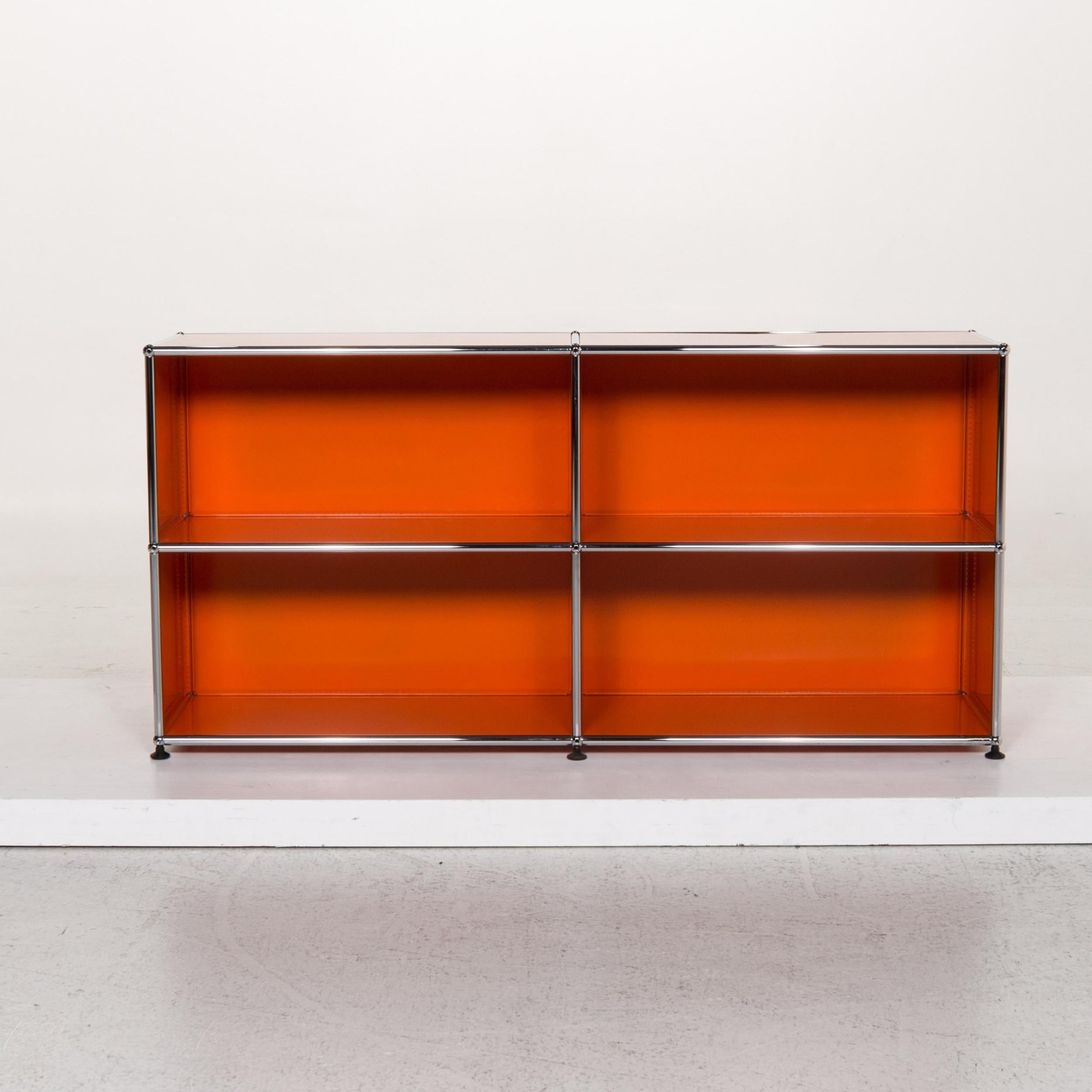 Contemporary USM Haller Metal Sideboard Orange Office Furniture Shelf