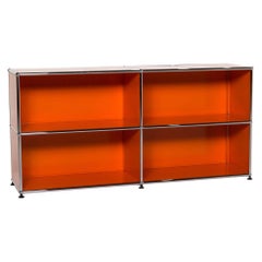 Used USM Haller Metal Sideboard Orange Office Furniture Shelf