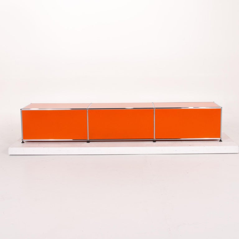 Usm Haller Metal Sideboard Orange Office Furniture Shelf Modular For Sale at 1stDibs usm
