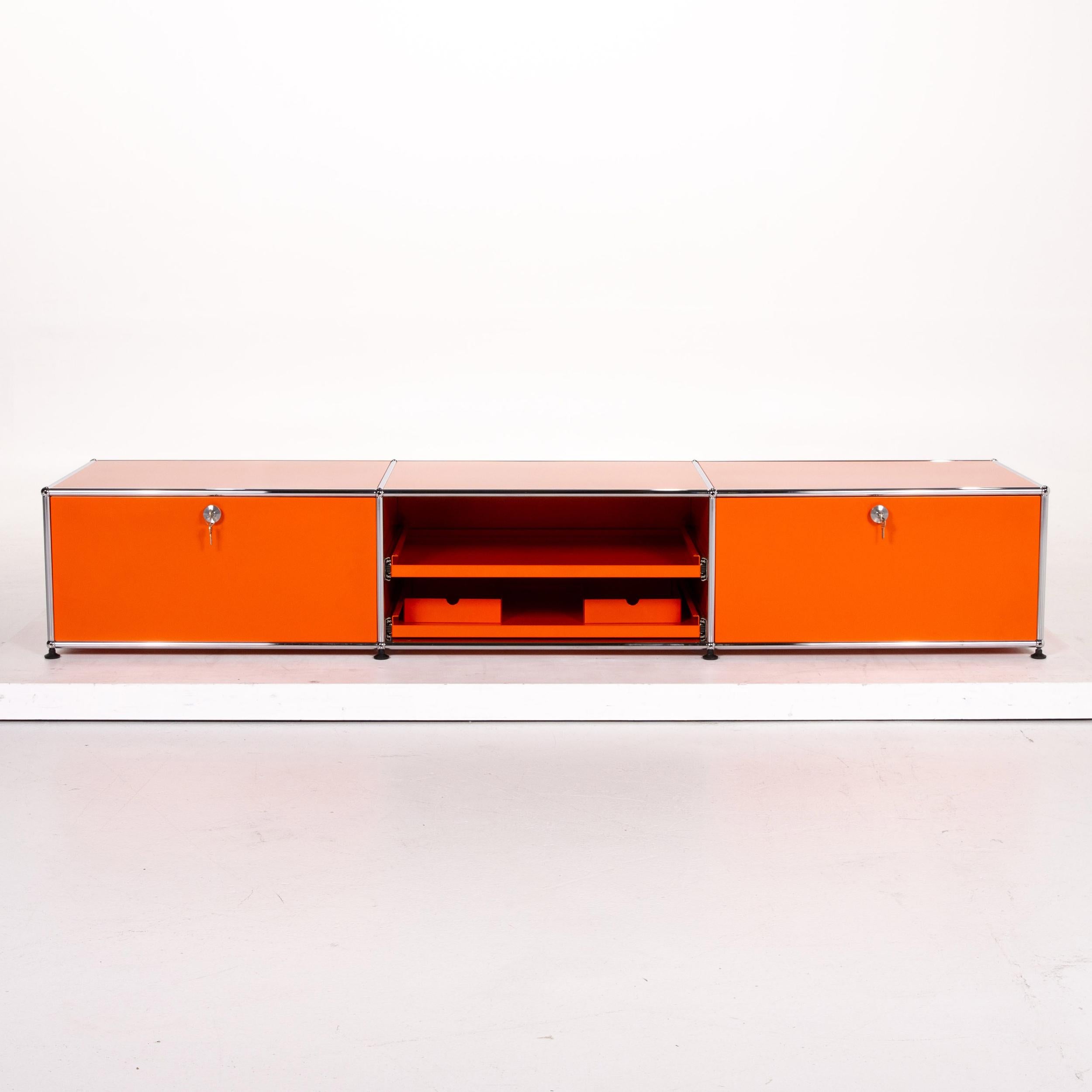 Usm Haller Metal Sideboard Orange Office Furniture Shelf Modular In Excellent Condition For Sale In Cologne, DE