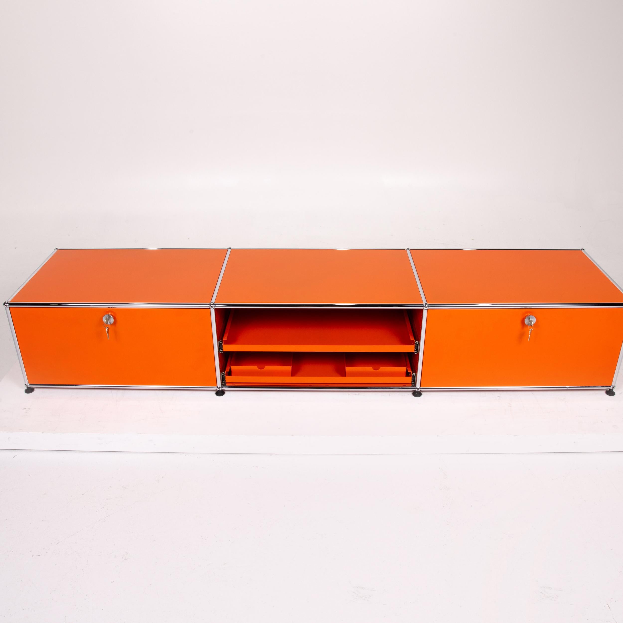 Contemporary Usm Haller Metal Sideboard Orange Office Furniture Shelf Modular For Sale