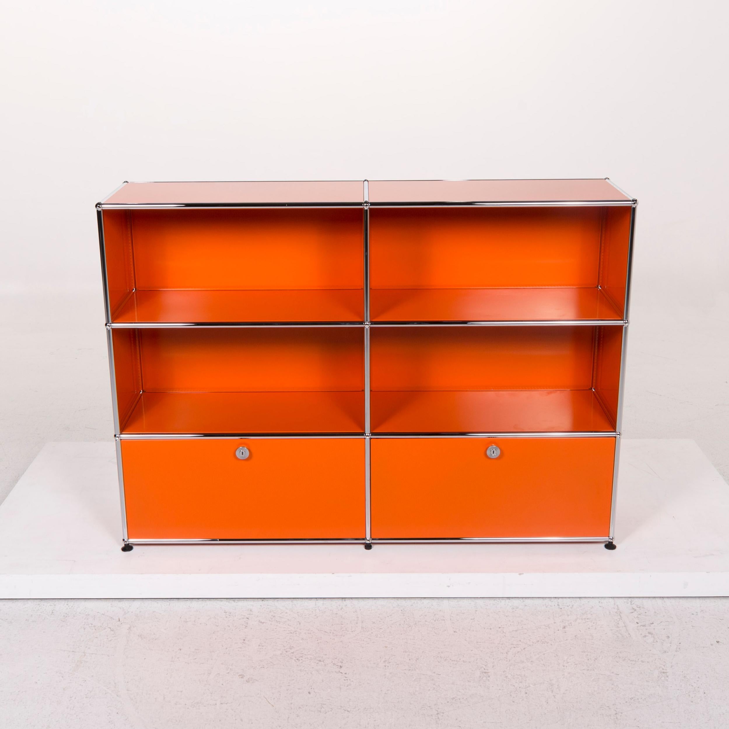 orange metal shelf