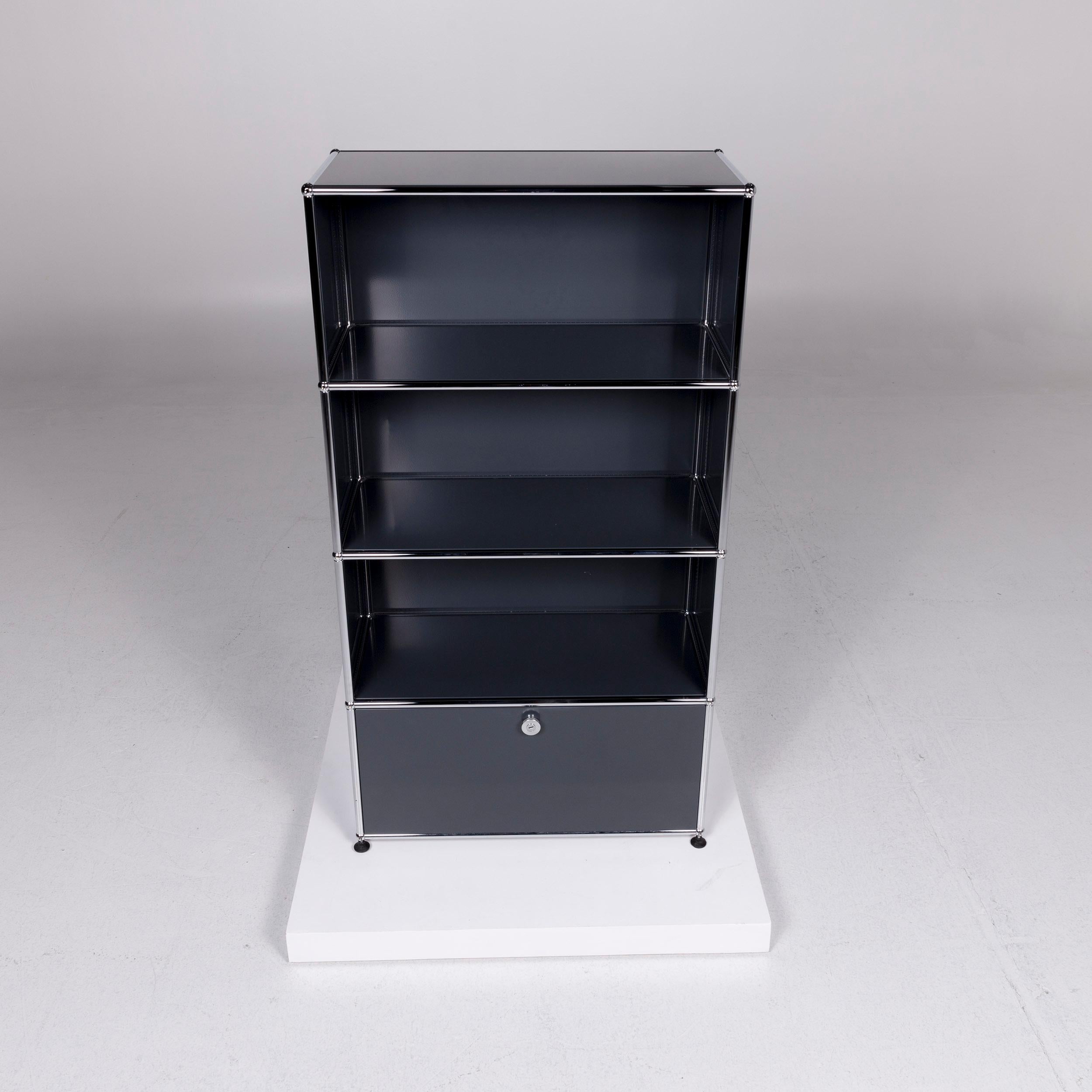 Contemporary Usm Haller Metal Sideboard Set Anthracite 2 Shelf Chrome Office Furniture For Sale