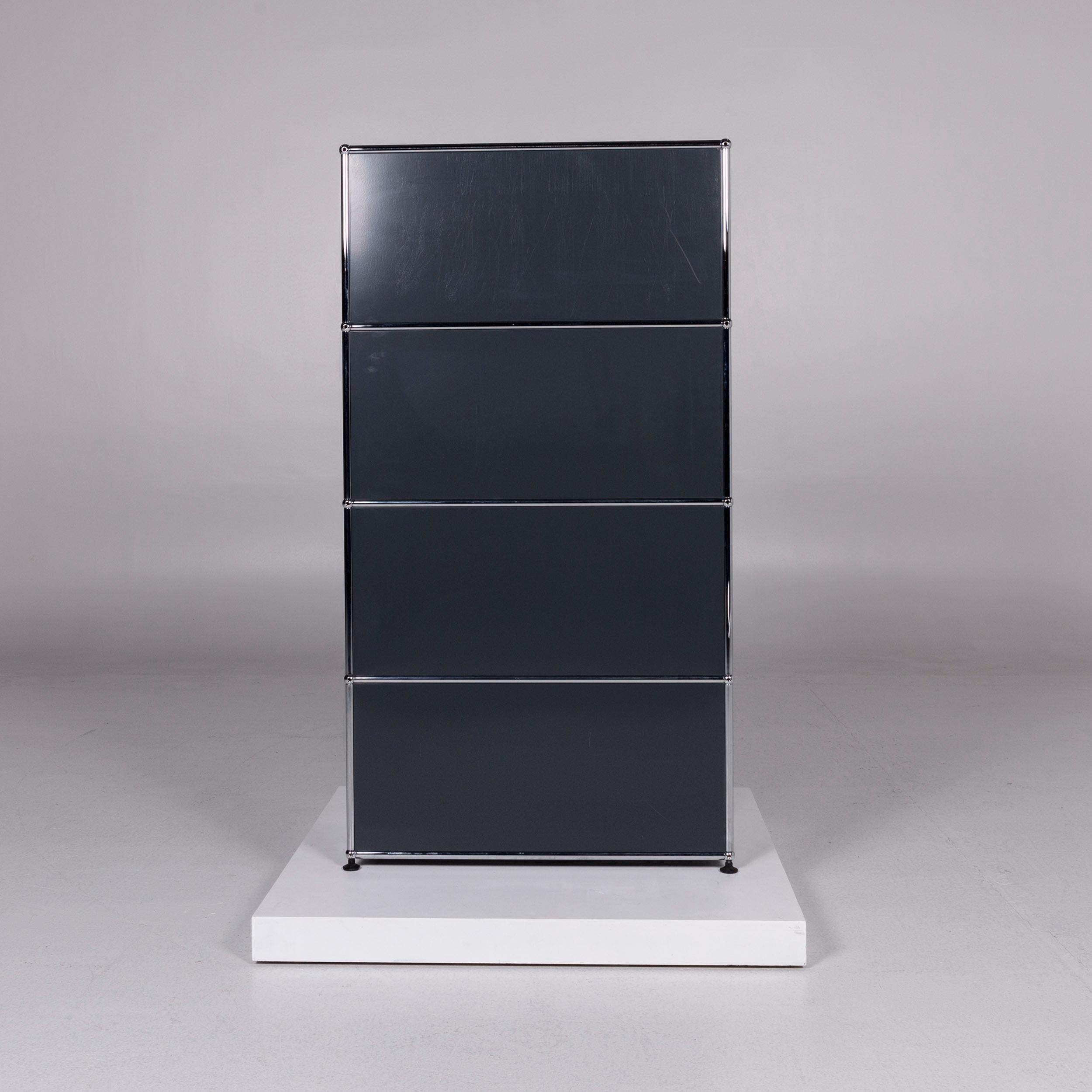 Usm Haller Metal Sideboard Set Anthracite 2 Shelf Chrome Office Furniture For Sale 3