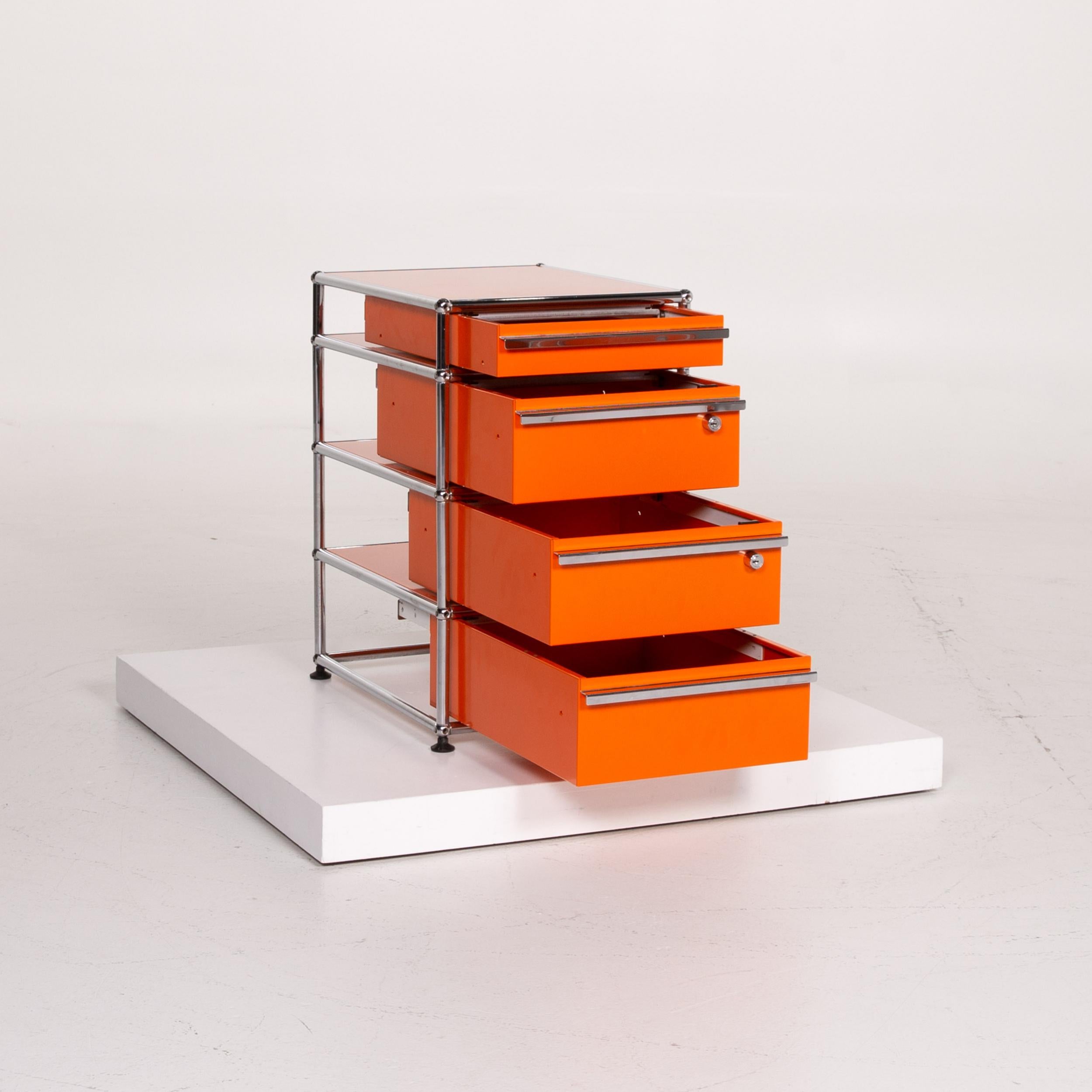 USM Haller Metal Sideboard Set Orange Container Chrome Office 3