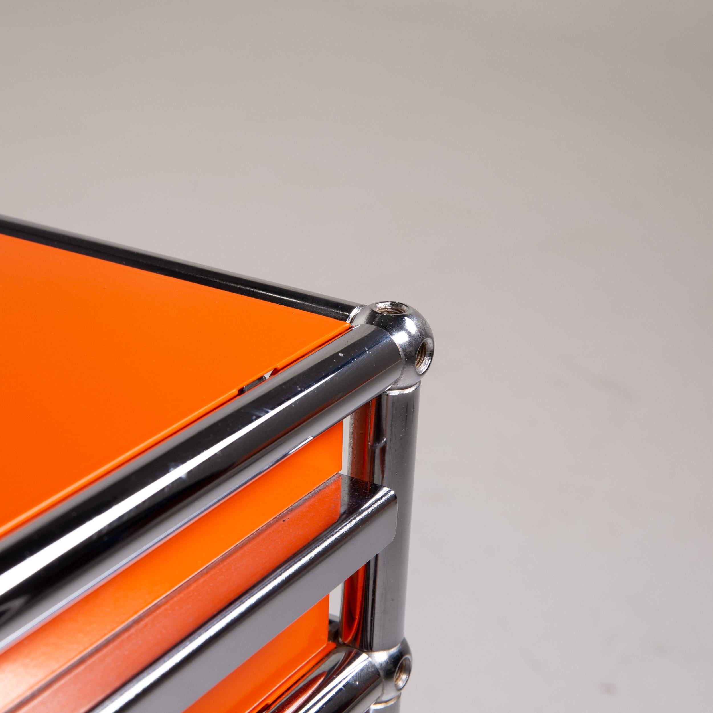 Modern USM Haller Metal Sideboard Set Orange Container Chrome Office