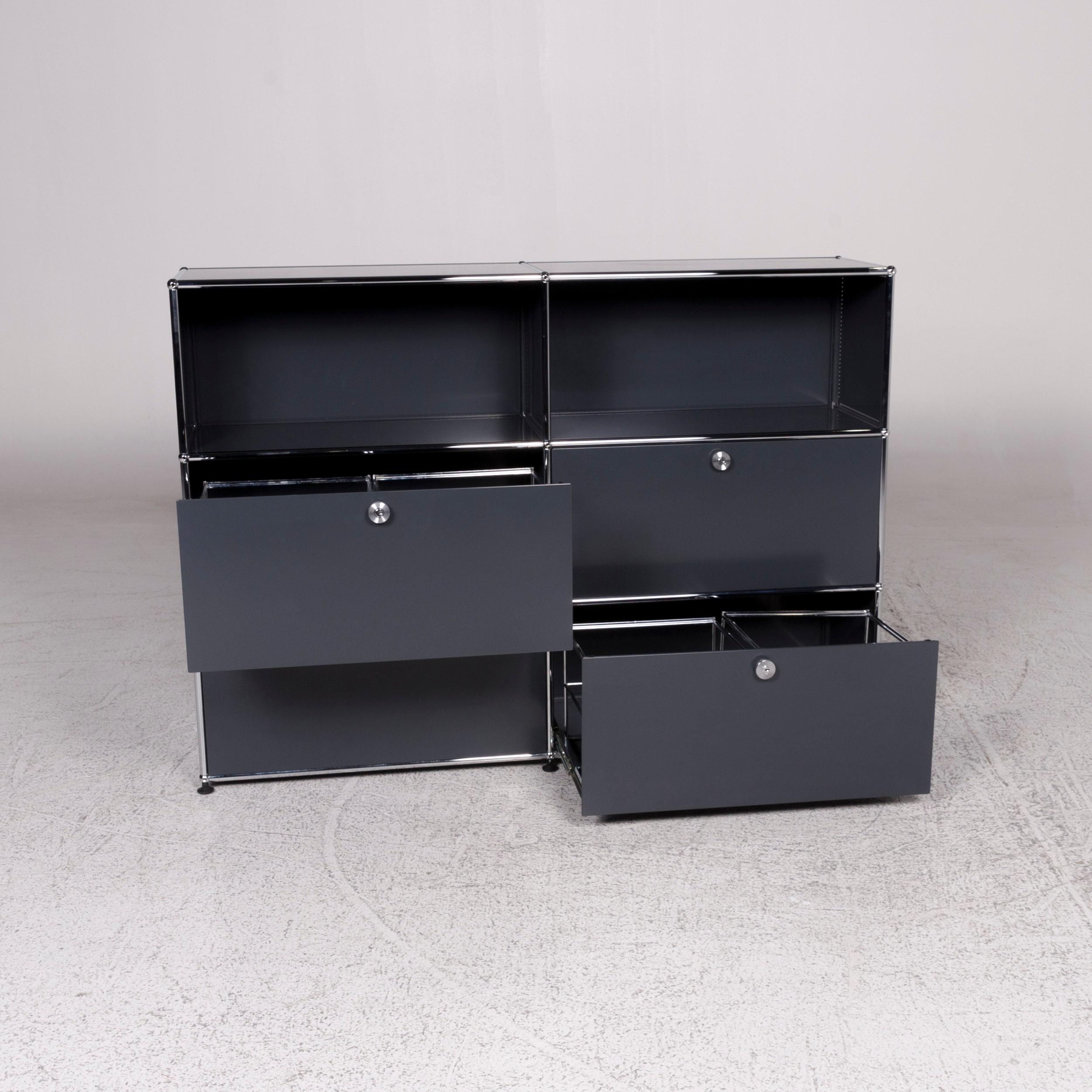 Modern USM Haller Metal Sideboard Shelf Gray 4 Drawers