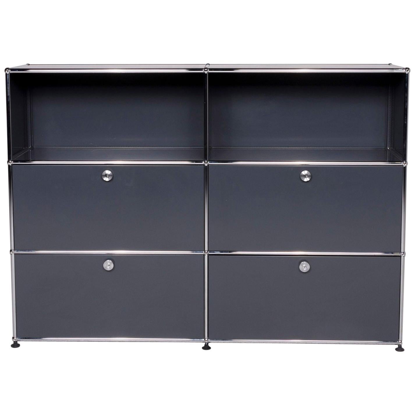 USM Haller Metal Sideboard Shelf Gray 4 Drawers