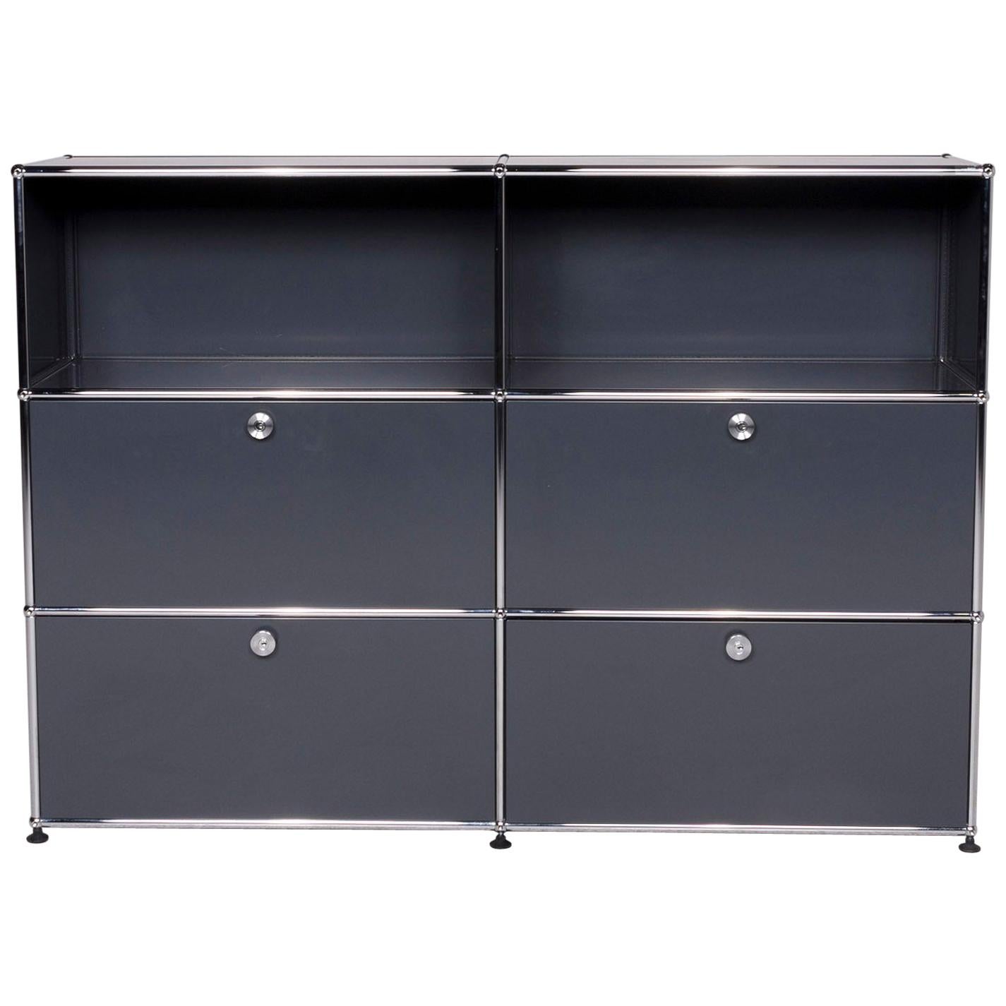 USM Haller Metal Sideboard Shelf Gray 4 Drawers