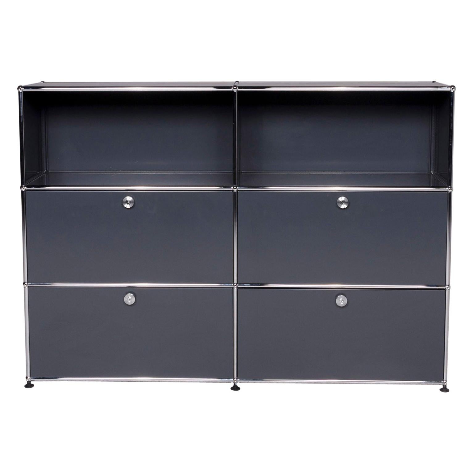 USM Haller Metal Sideboard Shelf Gray 4 Drawers