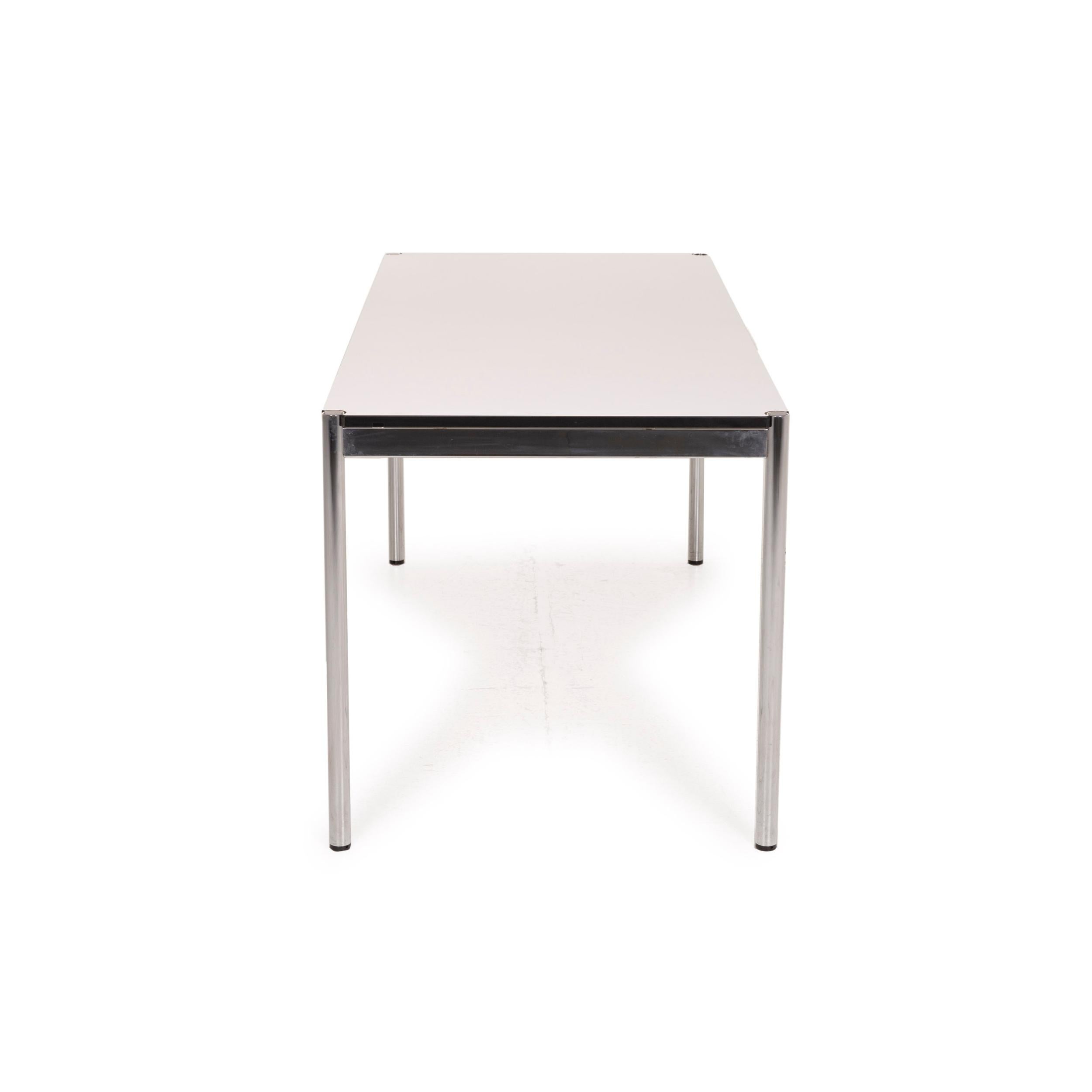 USM Haller Metal Table White Desk Chrome For Sale 4