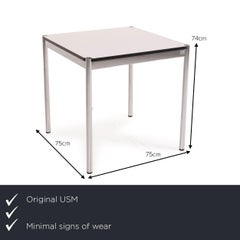 USM Haller Metal Table White Desk Chrome