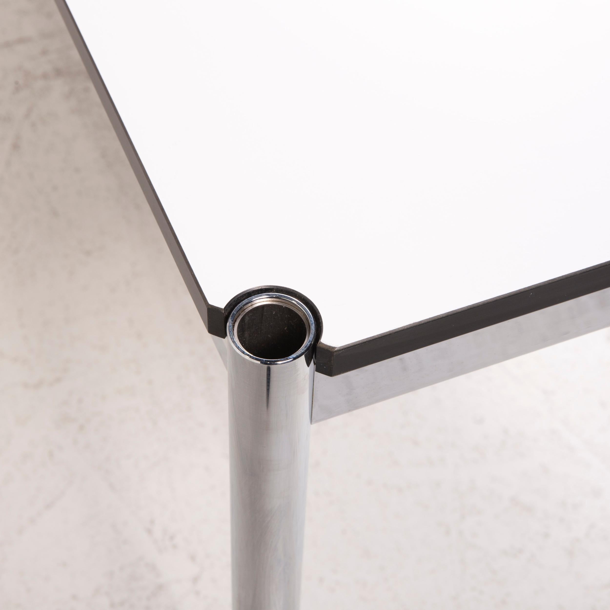 Modern USM Haller Metal Table White Desk Chrome For Sale